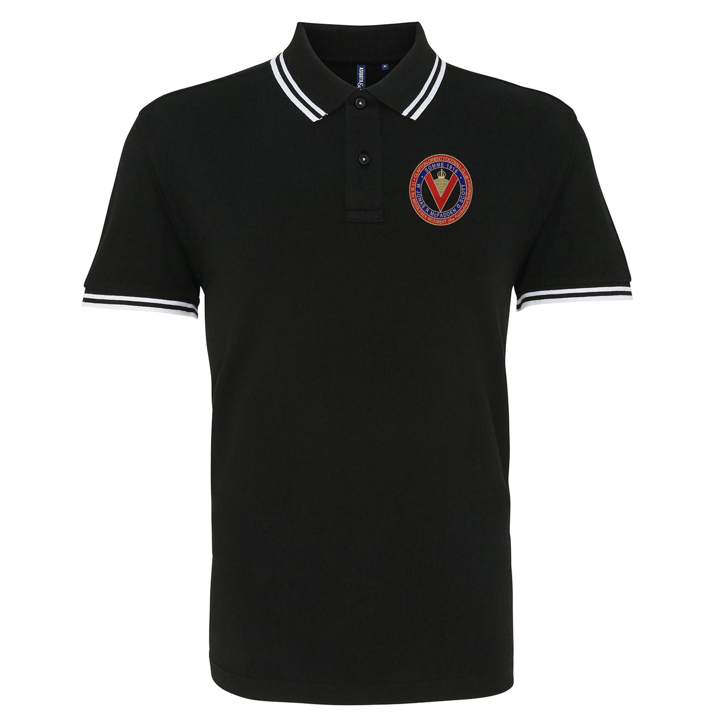 Retro Clapton Orient Somme Memorial Embroidered Tipped Polo Shirt