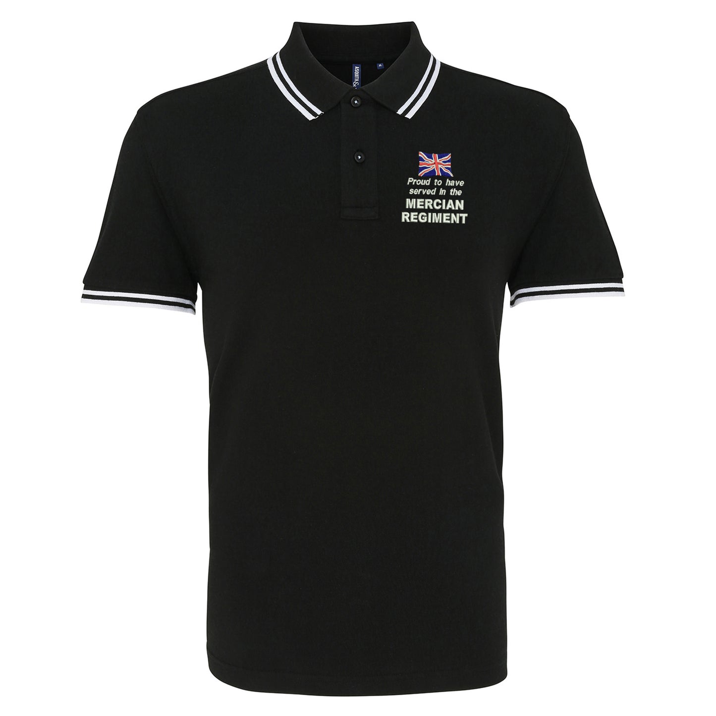Proud to Have Served in The Mercian Regiment Embroidered Tipped Polo Shirt