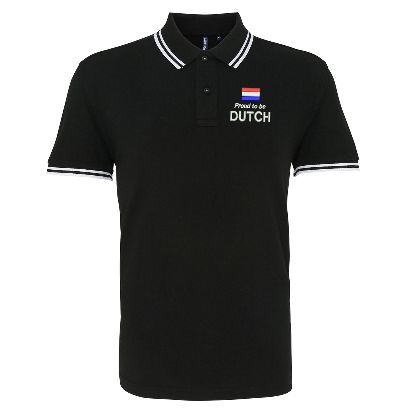 Proud to be Dutch Embroidered Tipped Polo Shirt