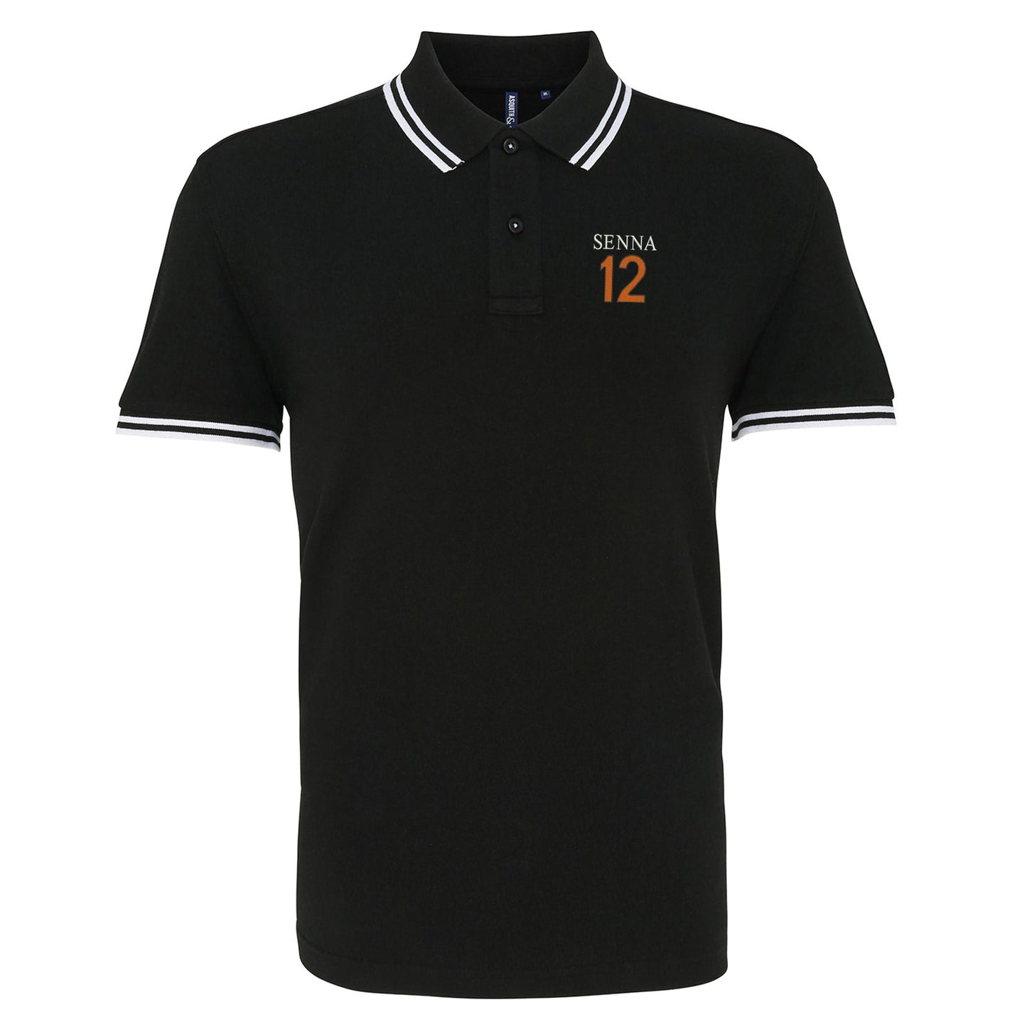 Retro Senna 12 Embroidered Tipped Polo Shirt