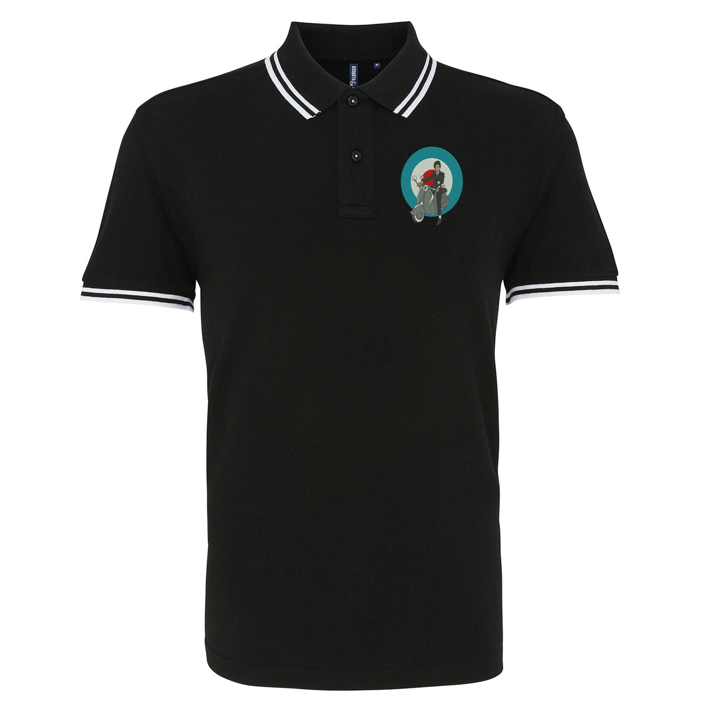 Retro MOD Scooter Tipped Polo Shirt