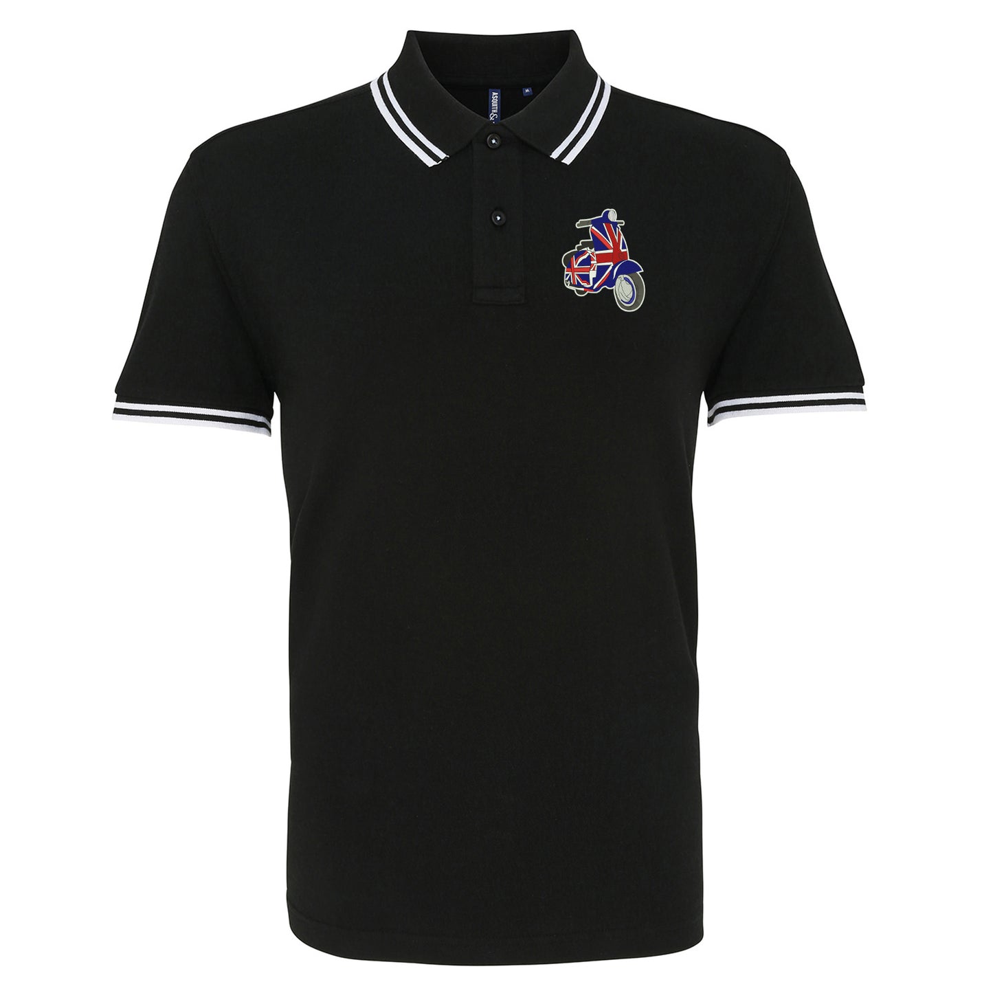 MOD Union Jack Scooter Embroidered Tipped Polo Shirt