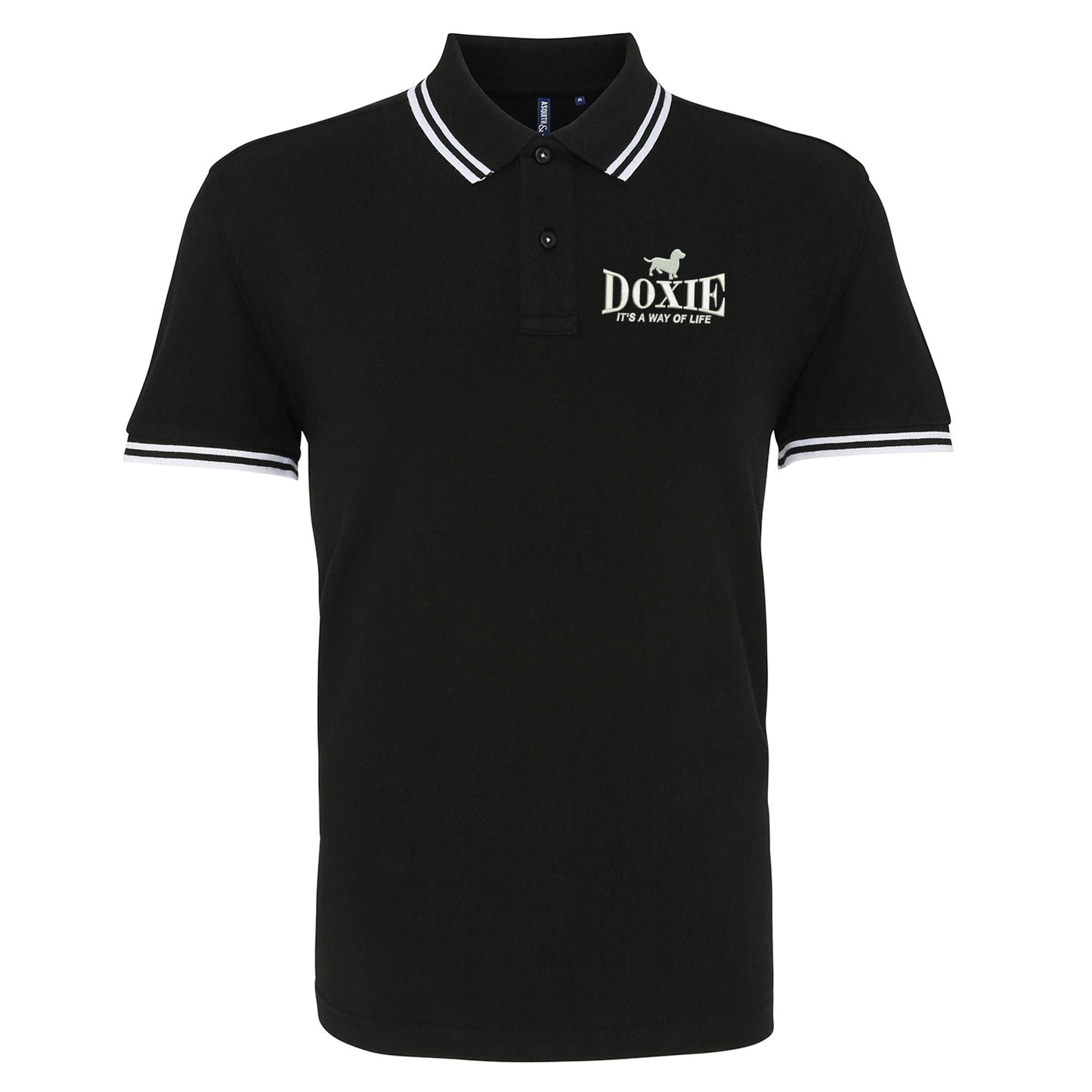Doxie It's a Way of Life Embroidered Tipped Polo Shirt