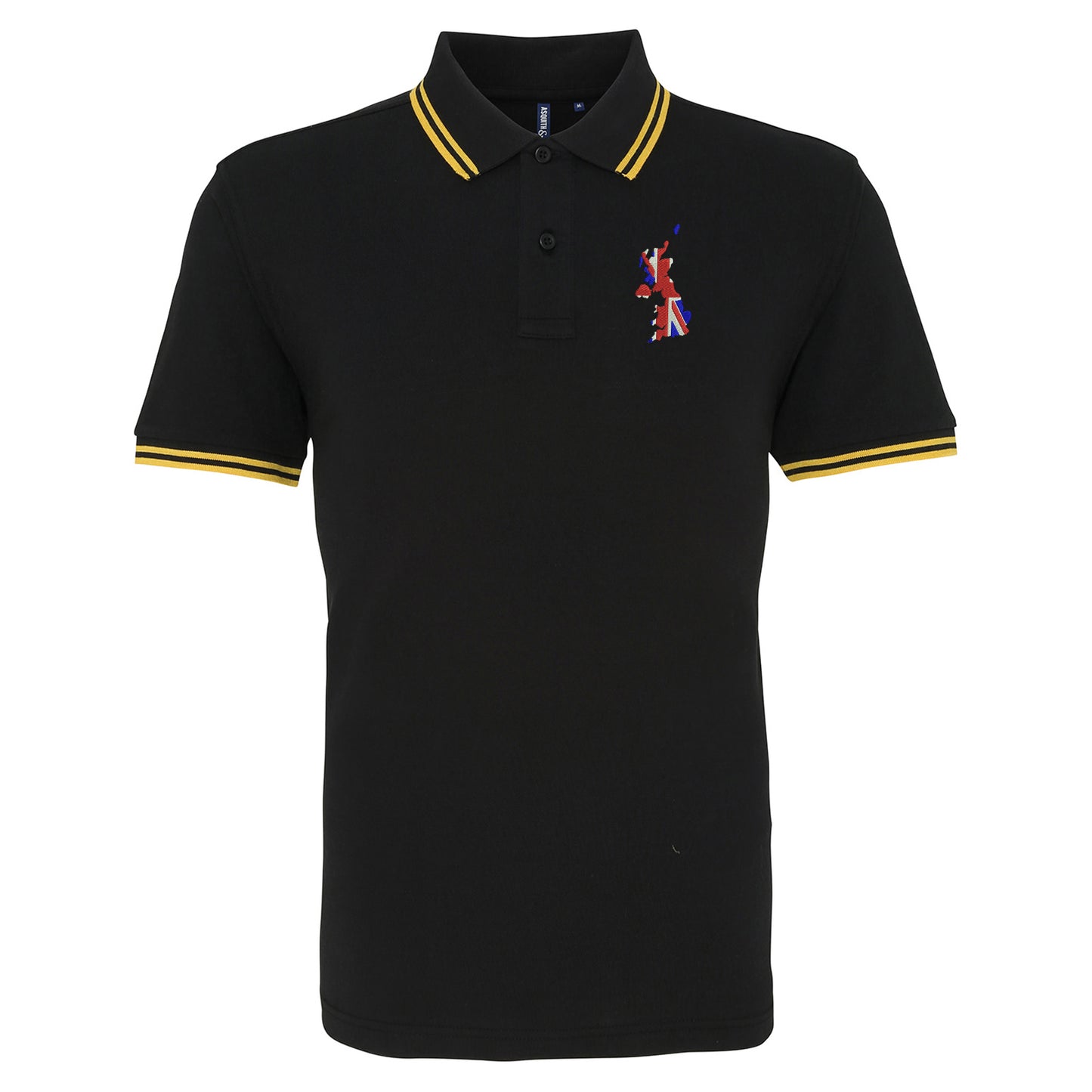 United Kingdom Flag Map Embroidered Tipped Polo Shirt