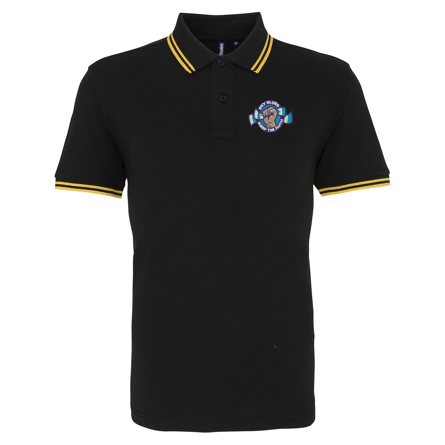 Sky Blues Keep The Faith Embroidered Tipped Polo Shirt