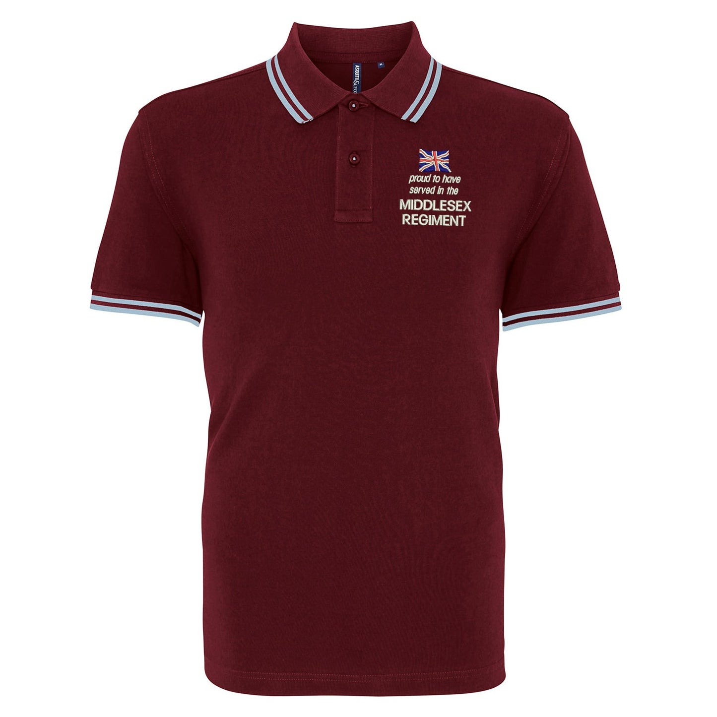 Proud to Have Served in The Middlesex Regiment Embroidered Tipped Polo Shirt