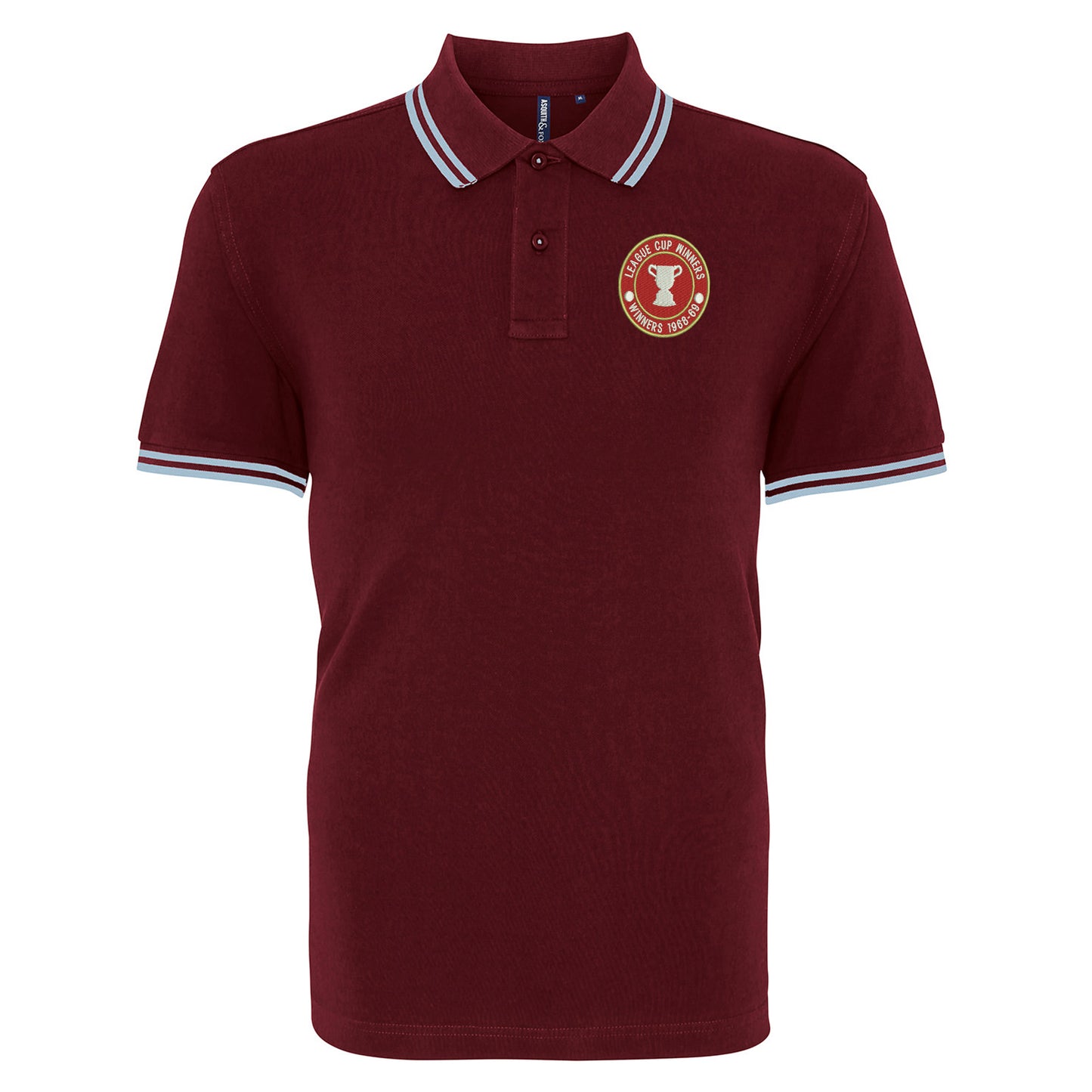 Retro Swindon Town Football League Cup Winners 1969 Embroidered Tipped Polo Shirt