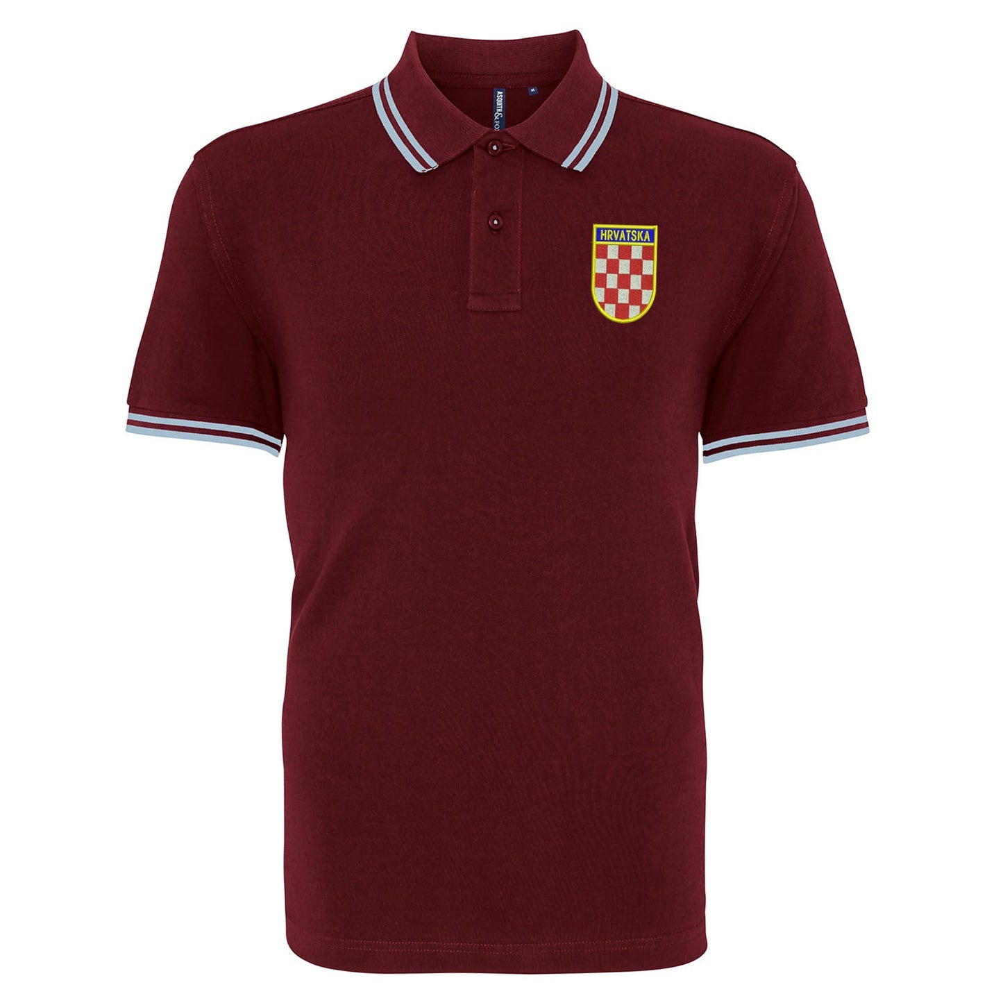 Retro Croatia 1960s Embroidered Tipped Polo Shirt