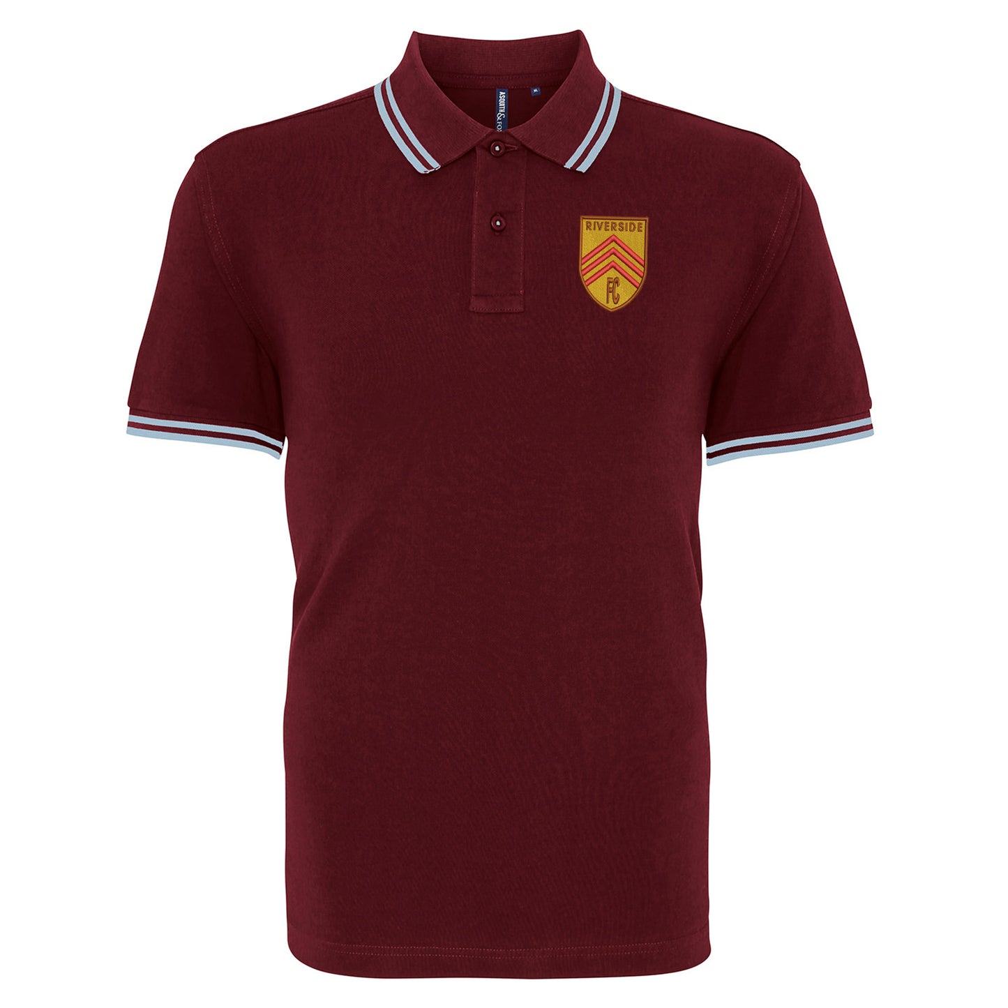 Retro Riverside FC Embroidered Tipped Polo Shirt