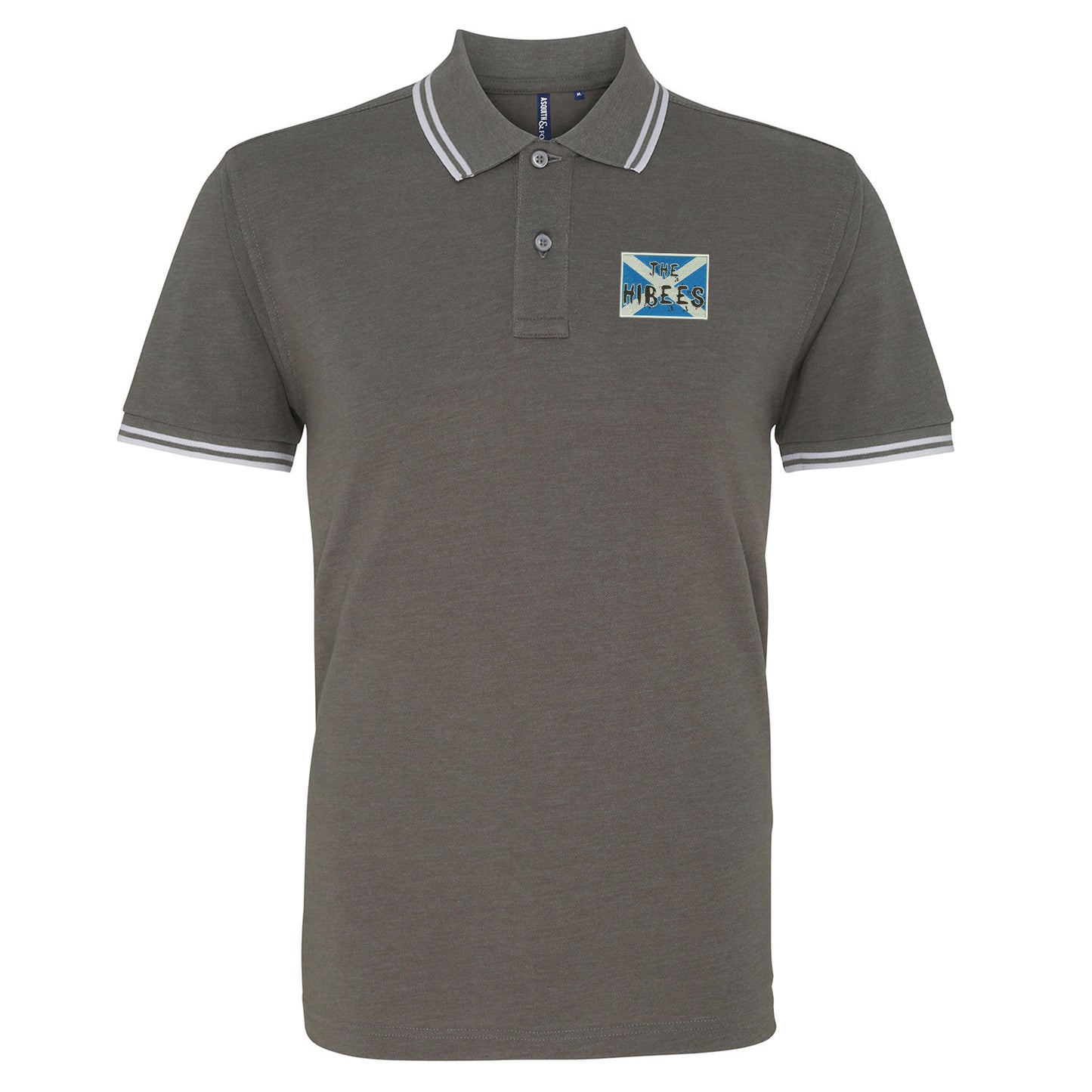 The Hibees Grunge Flag of Scotland Embroidered Tipped Polo Shirt