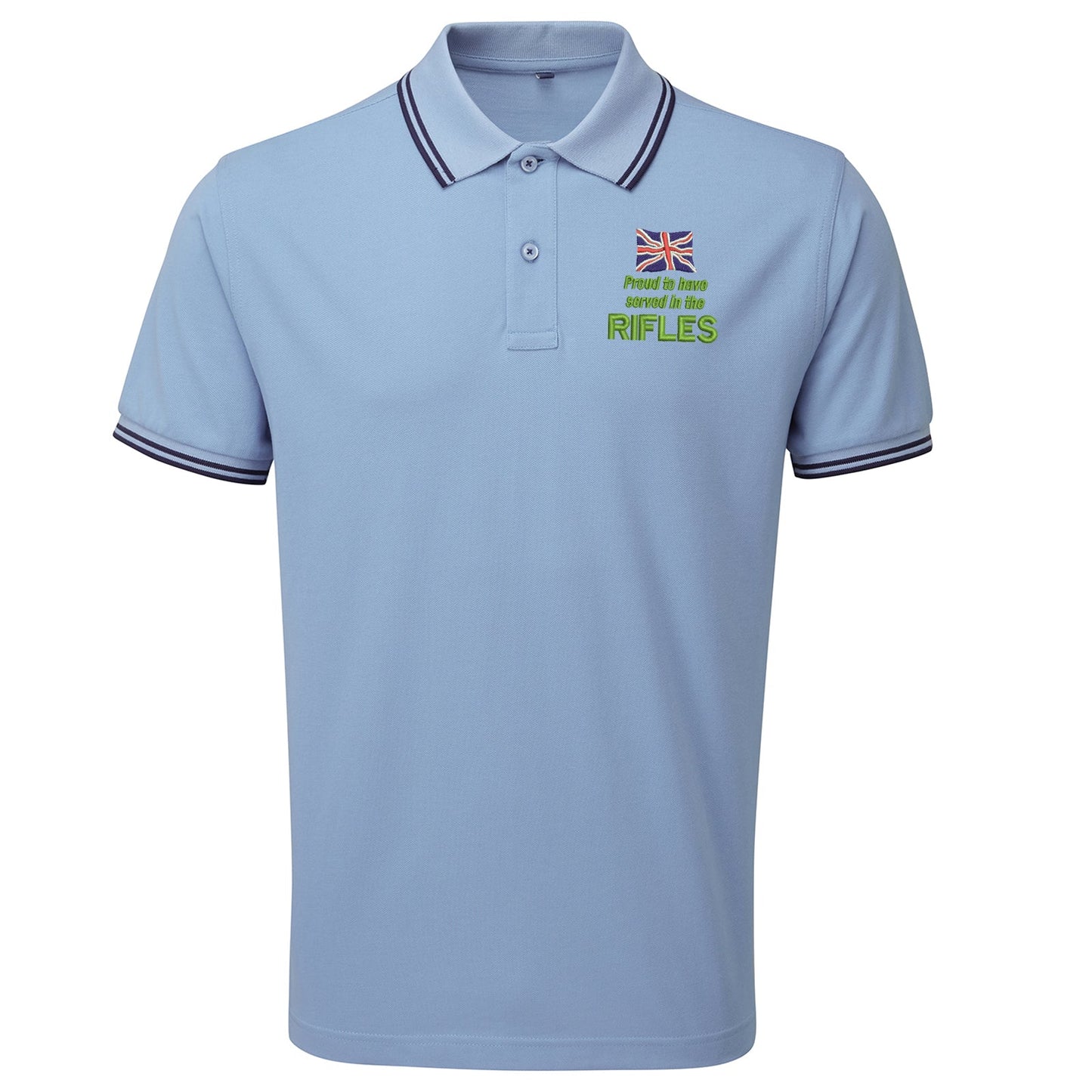 Proud to Have Served in The Rifles Embroidered Tipped Polo Shirt