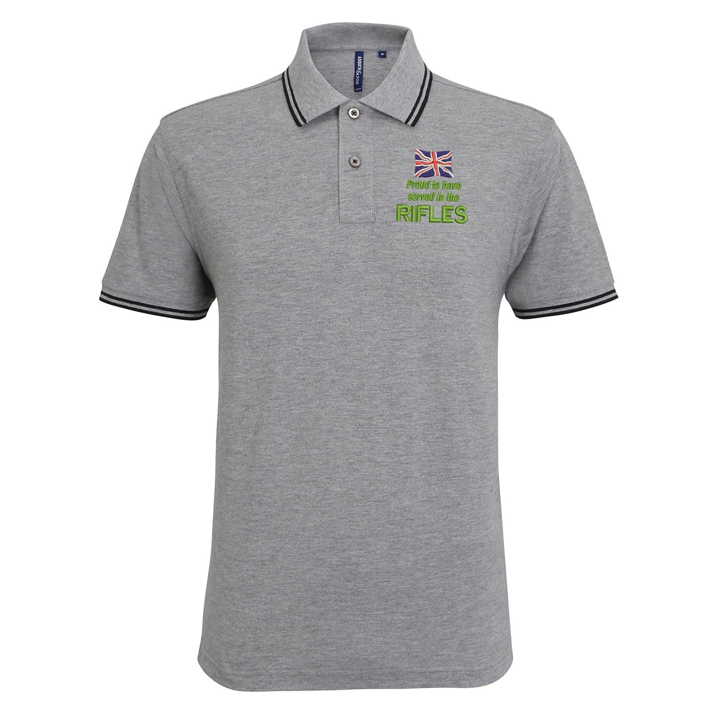 Proud to Have Served in The Rifles Embroidered Tipped Polo Shirt