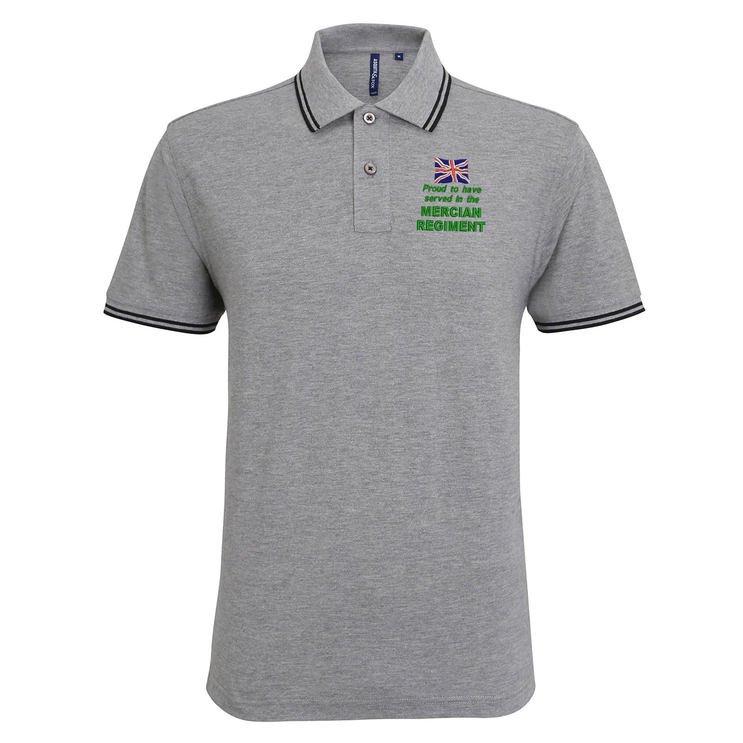 Proud to Have Served in The Mercian Regiment Embroidered Tipped Polo Shirt