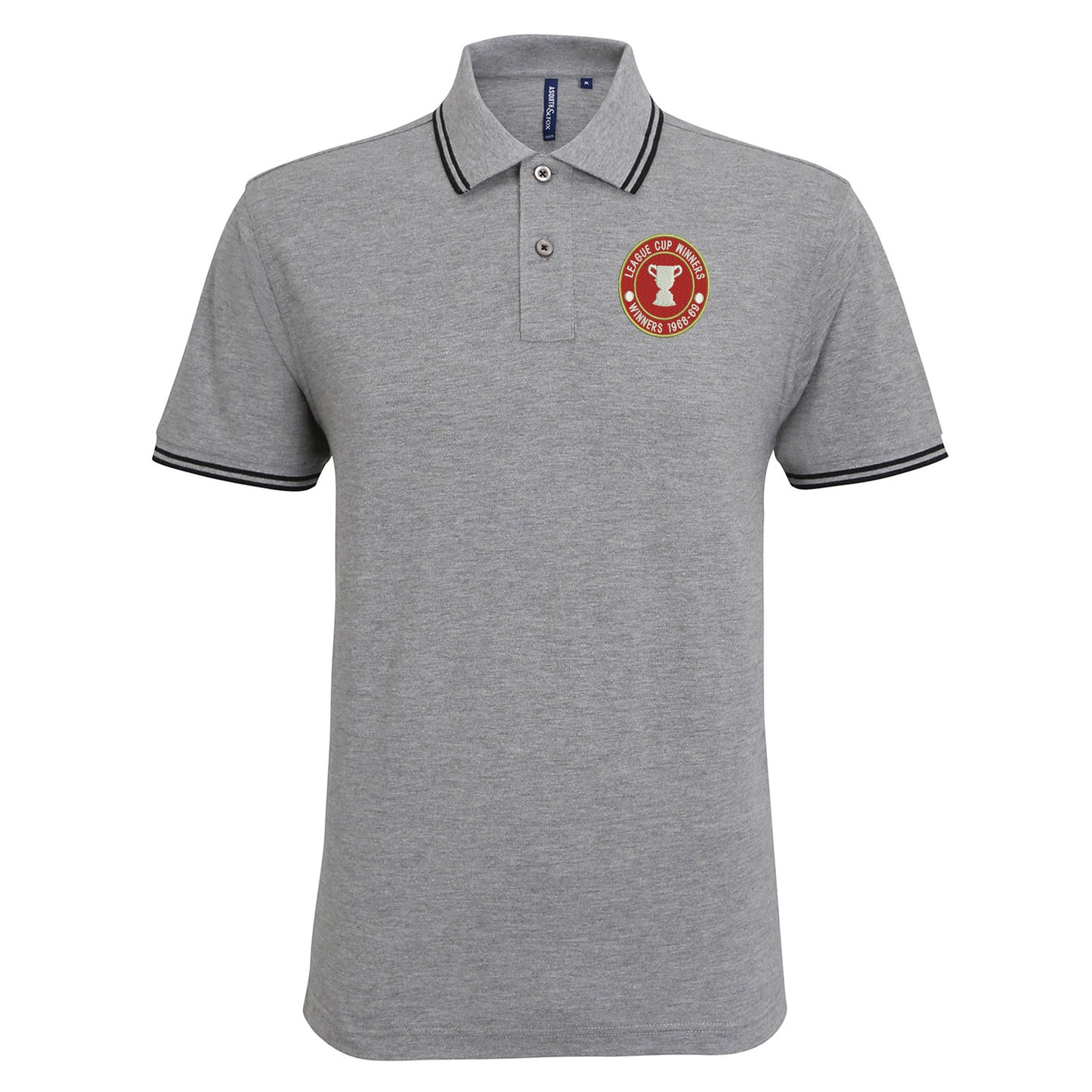 Retro Swindon Town Football League Cup Winners 1969 Embroidered Tipped Polo Shirt