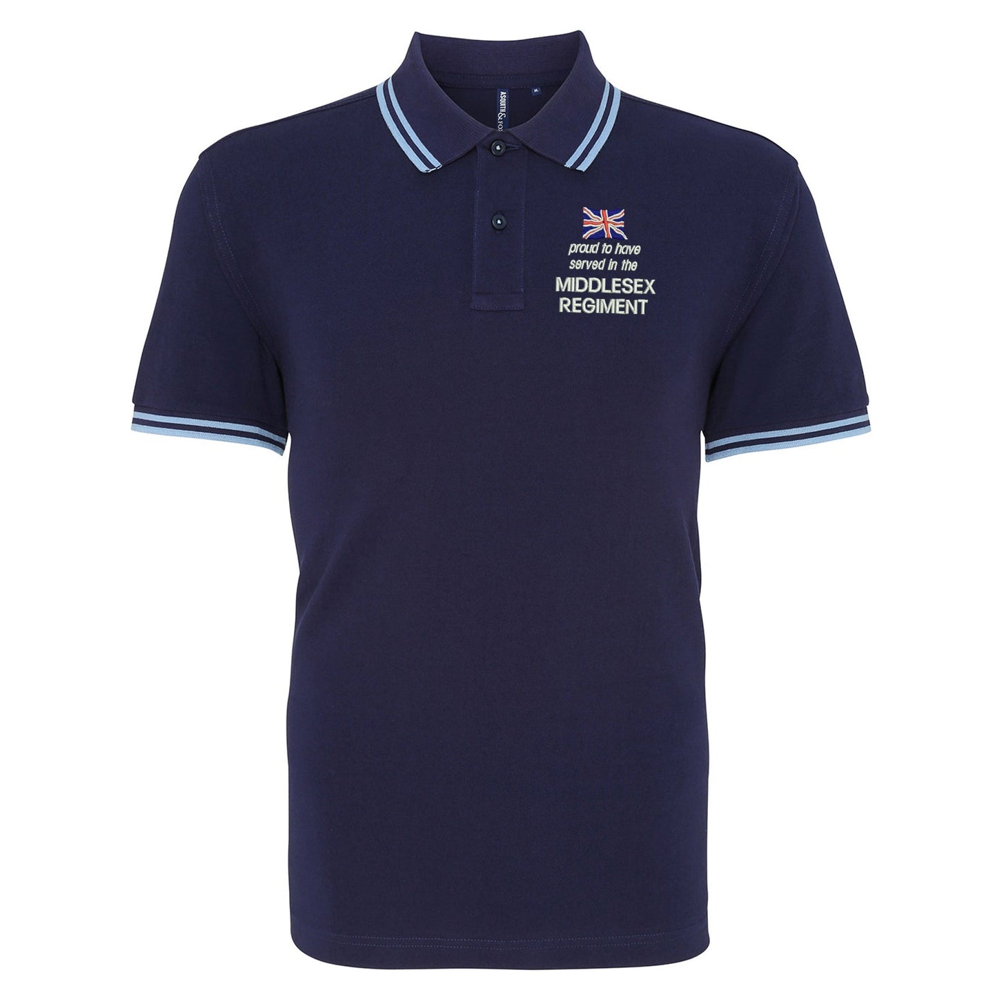 Proud to Have Served in The Middlesex Regiment Embroidered Tipped Polo Shirt