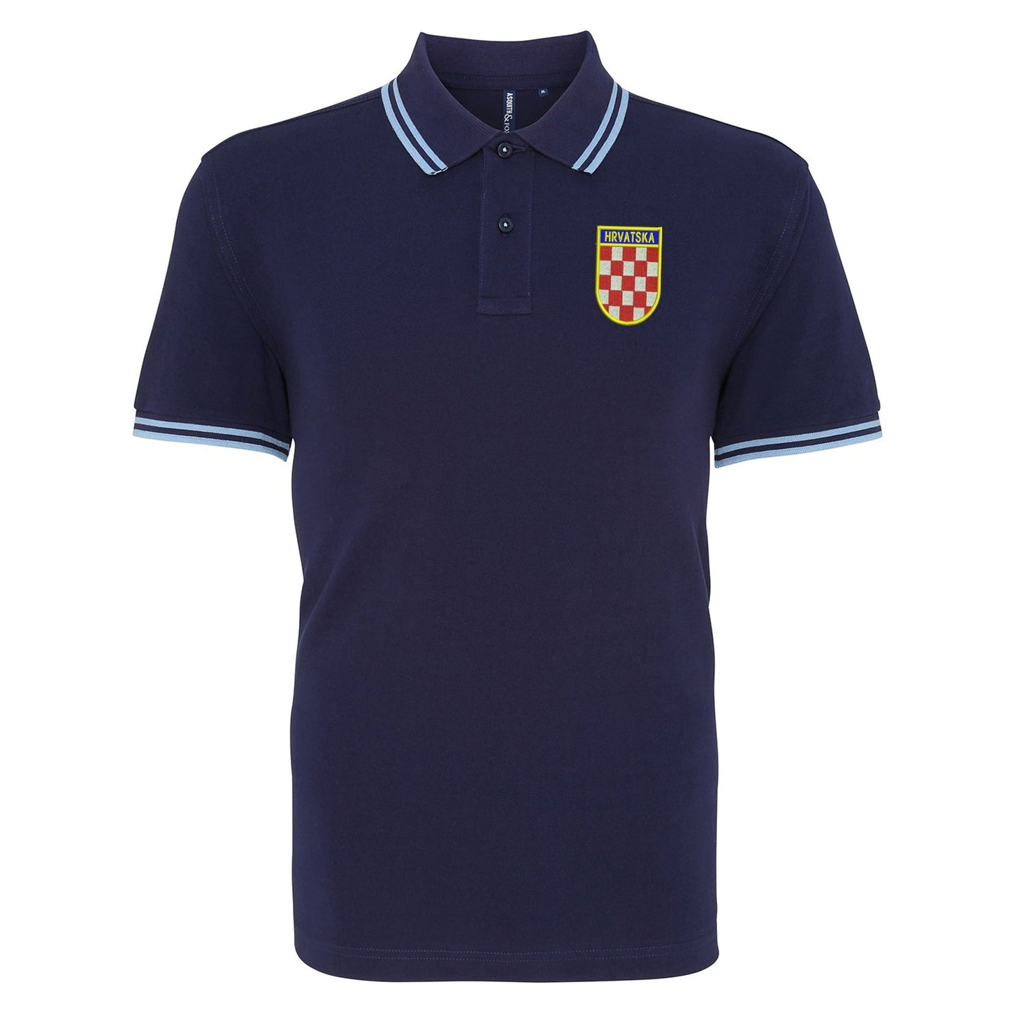 Retro Croatia 1960s Embroidered Tipped Polo Shirt