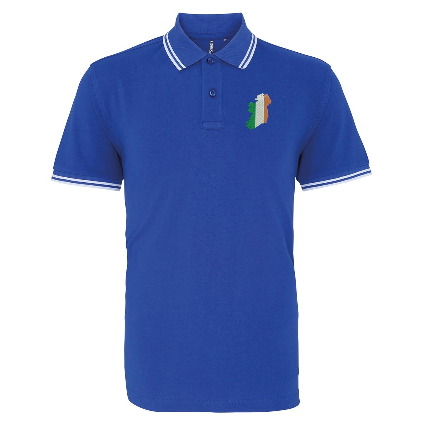 Ireland Flag Map Embroidered Tipped Polo Shirt