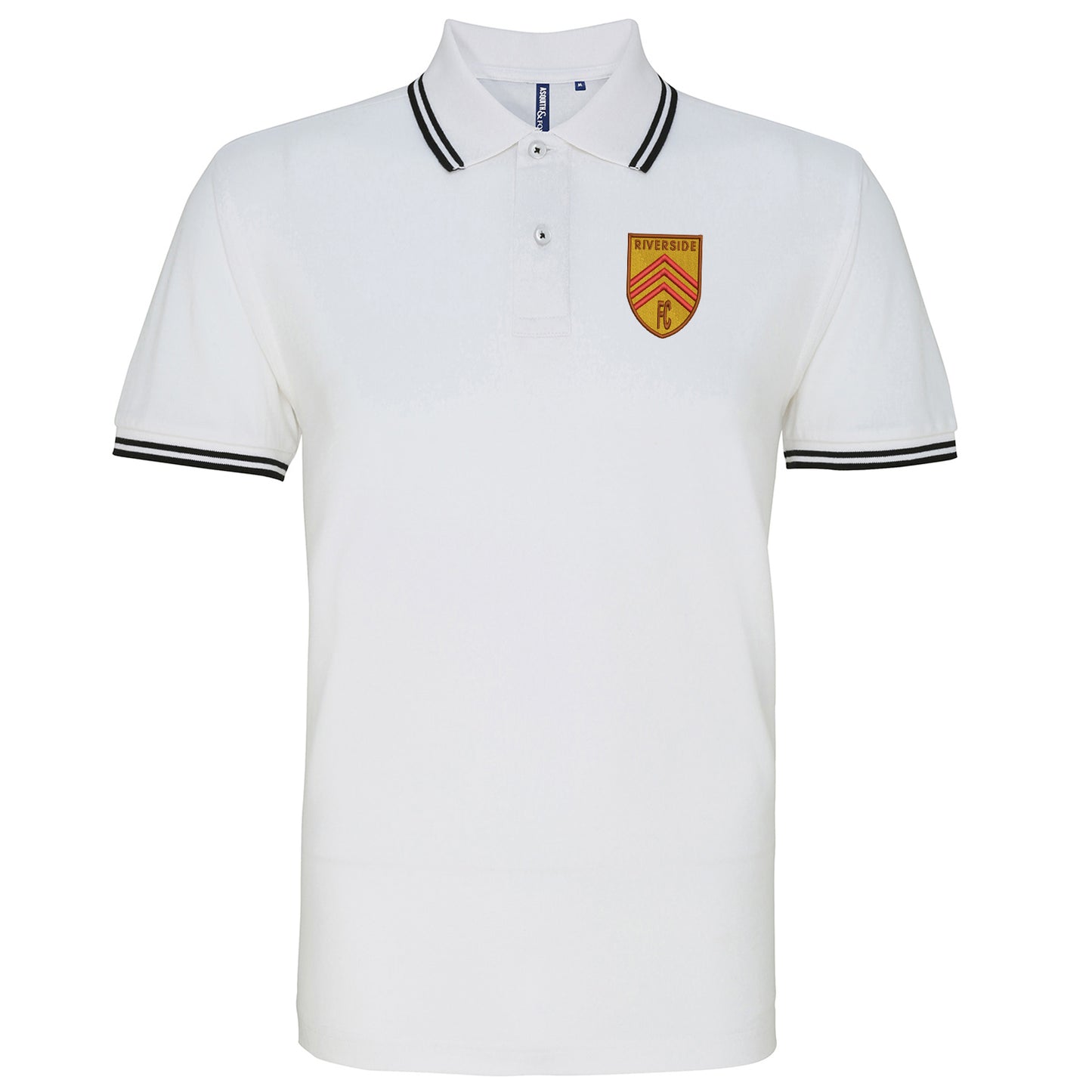 Retro Riverside FC Embroidered Tipped Polo Shirt