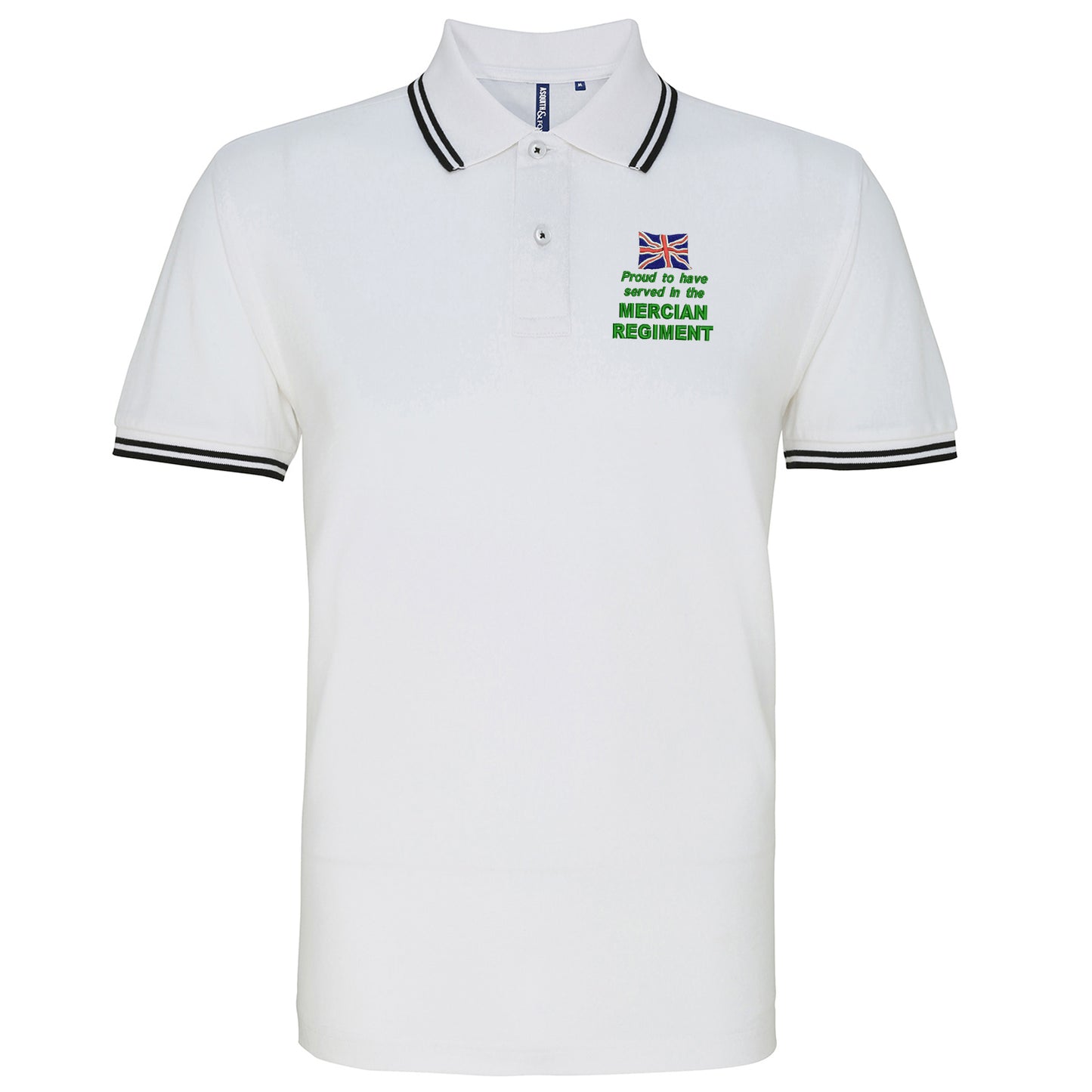 Proud to Have Served in The Mercian Regiment Embroidered Tipped Polo Shirt