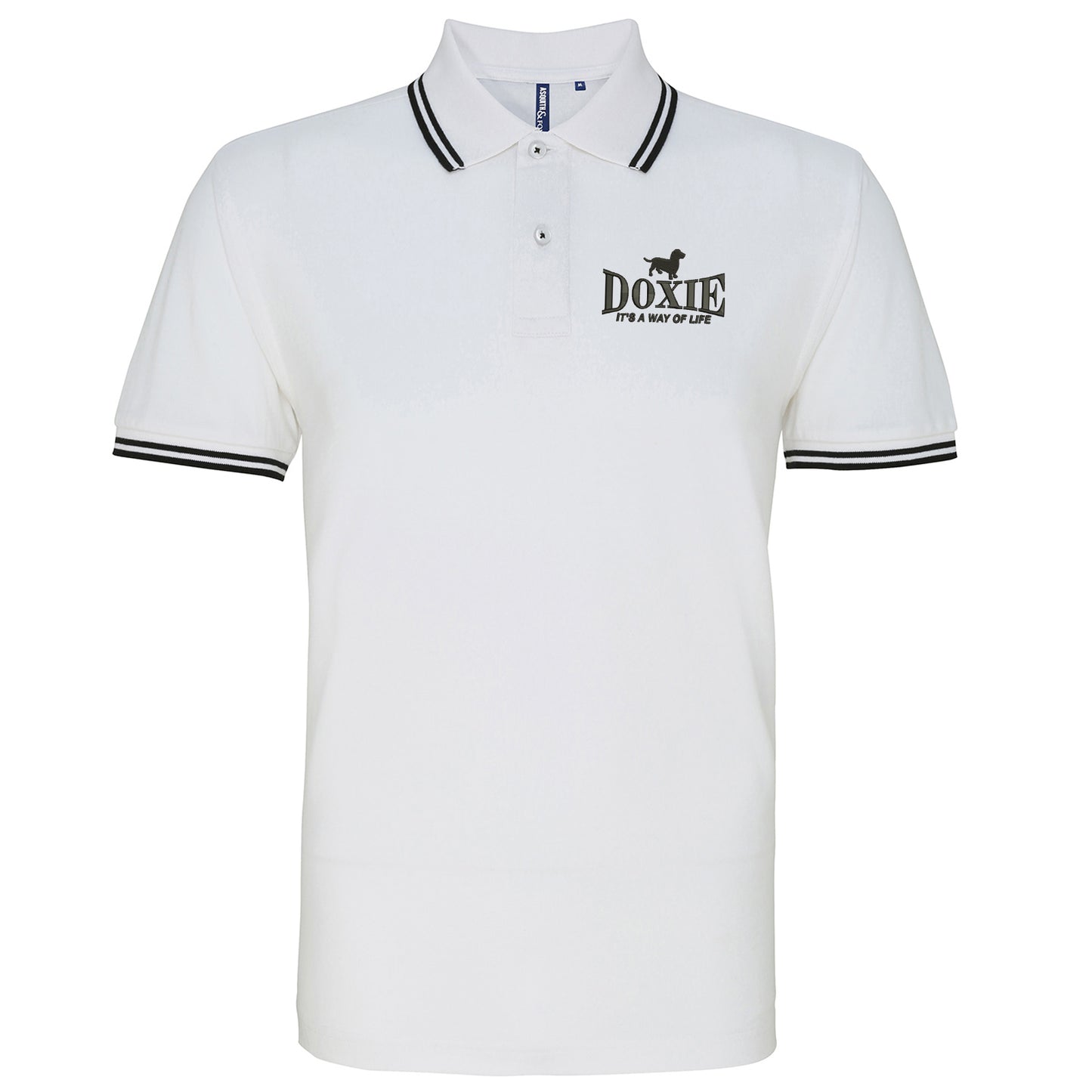 Doxie It's a Way of Life Embroidered Tipped Polo Shirt