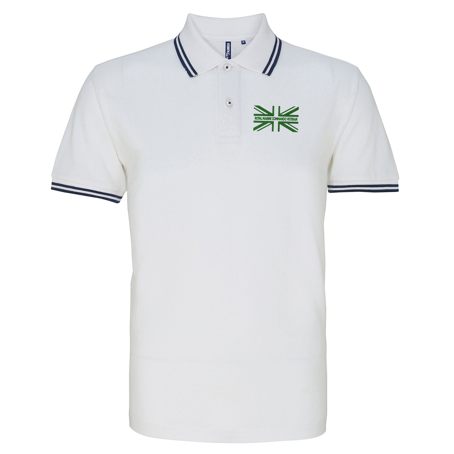 Royal Marine Commando Veteran Union Jack Embroidered Tipped Polo Shirt