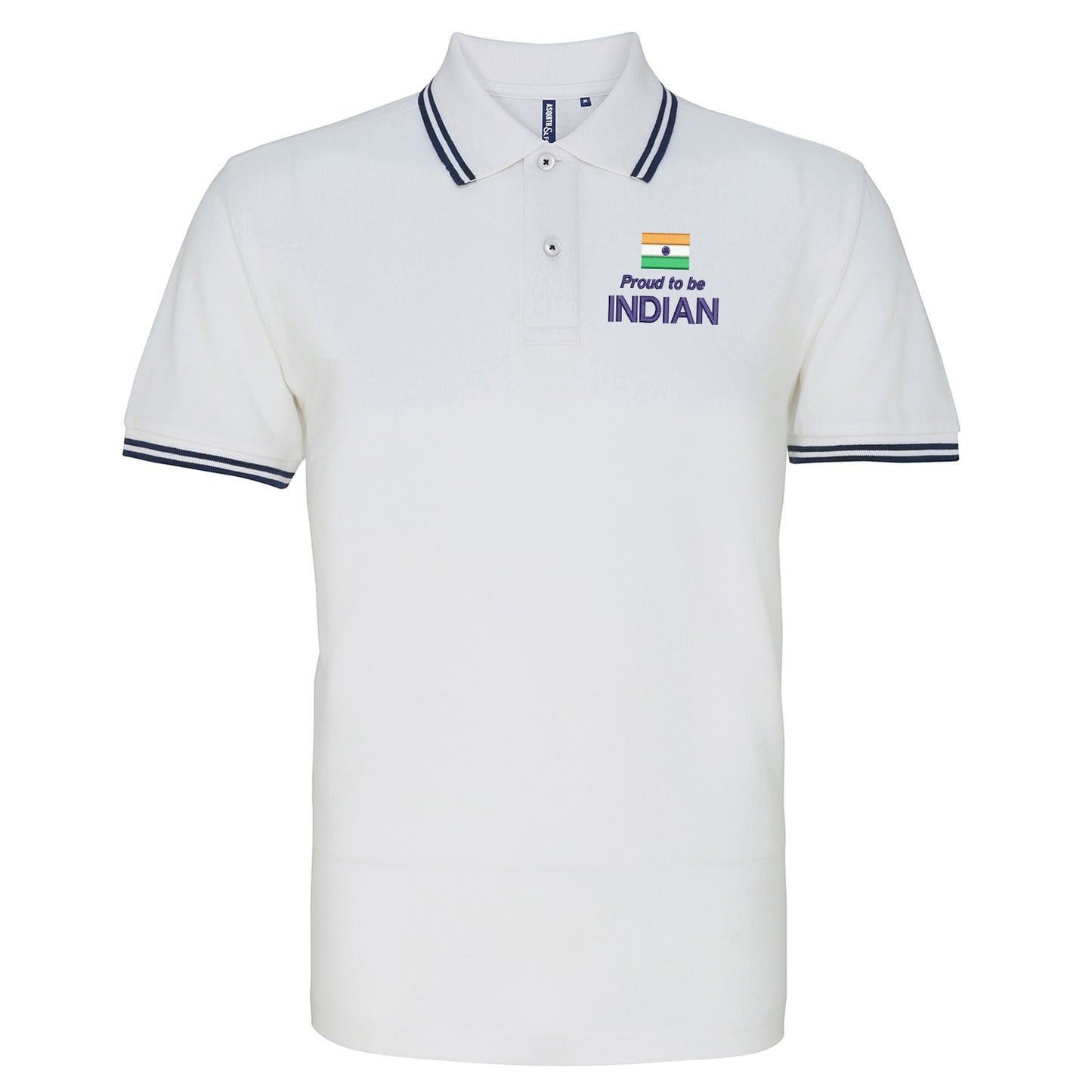 Proud to be Indian Embroidered Tipped Polo Shirt