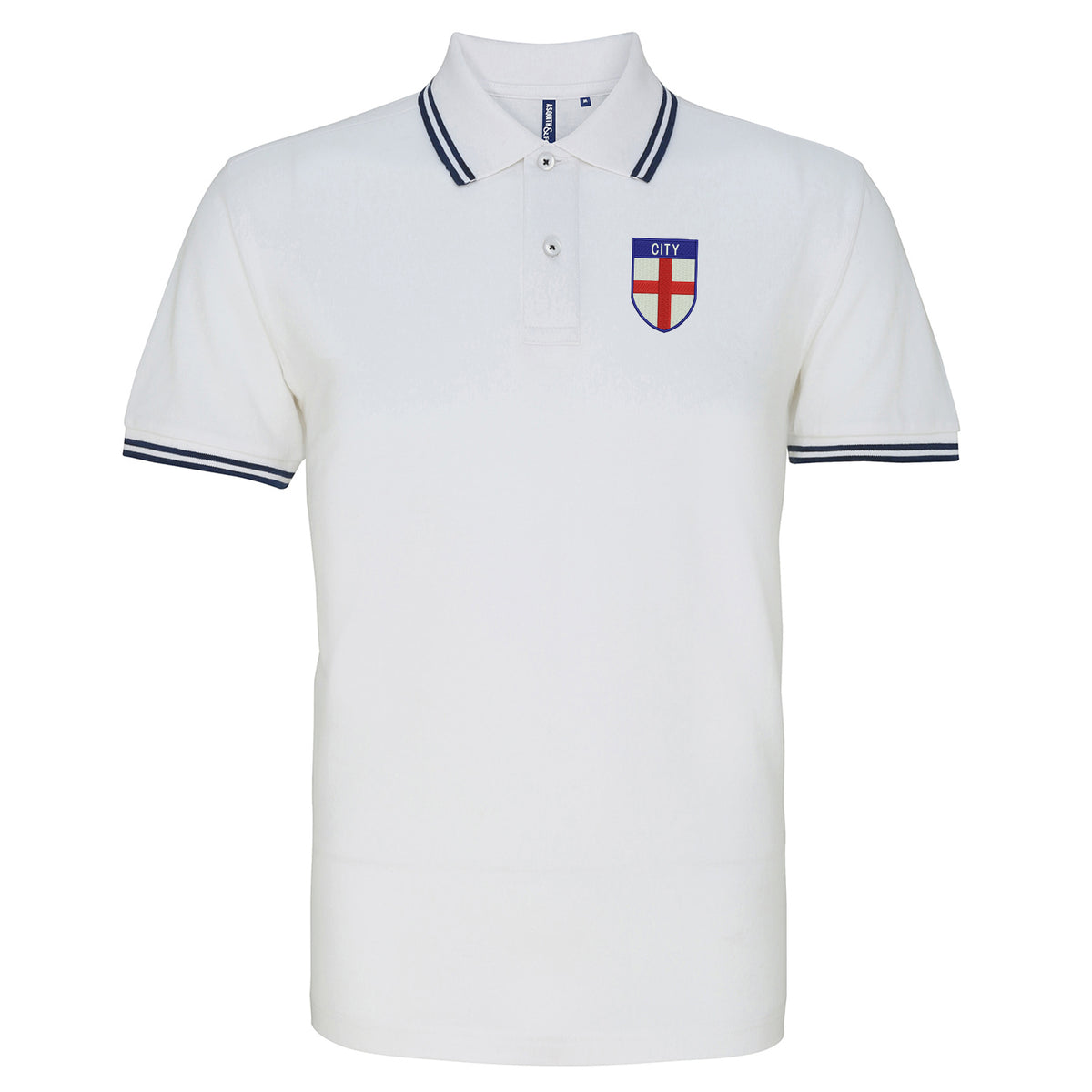 City Flag of England Shield Tipped Embroidered Polo Shirt