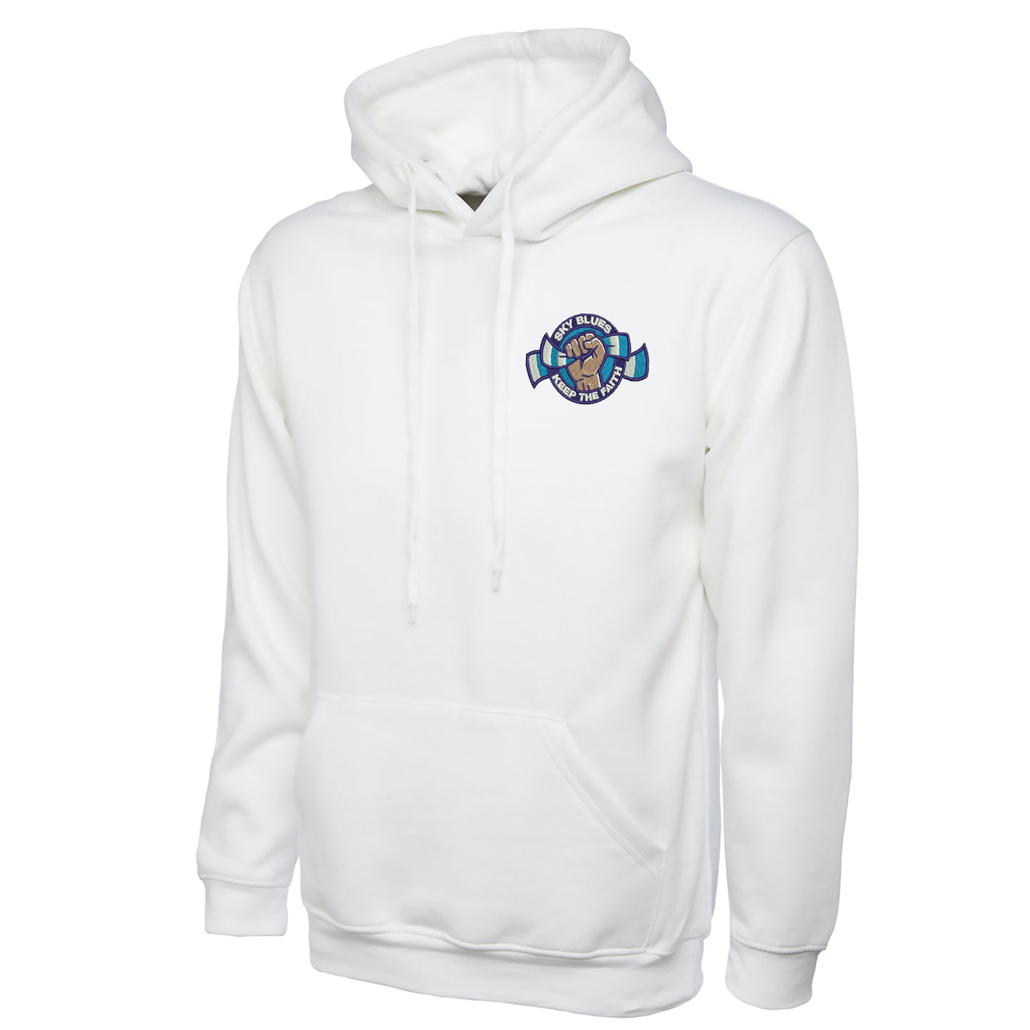Sky Blues Keep The Faith Embroidered Hoodie