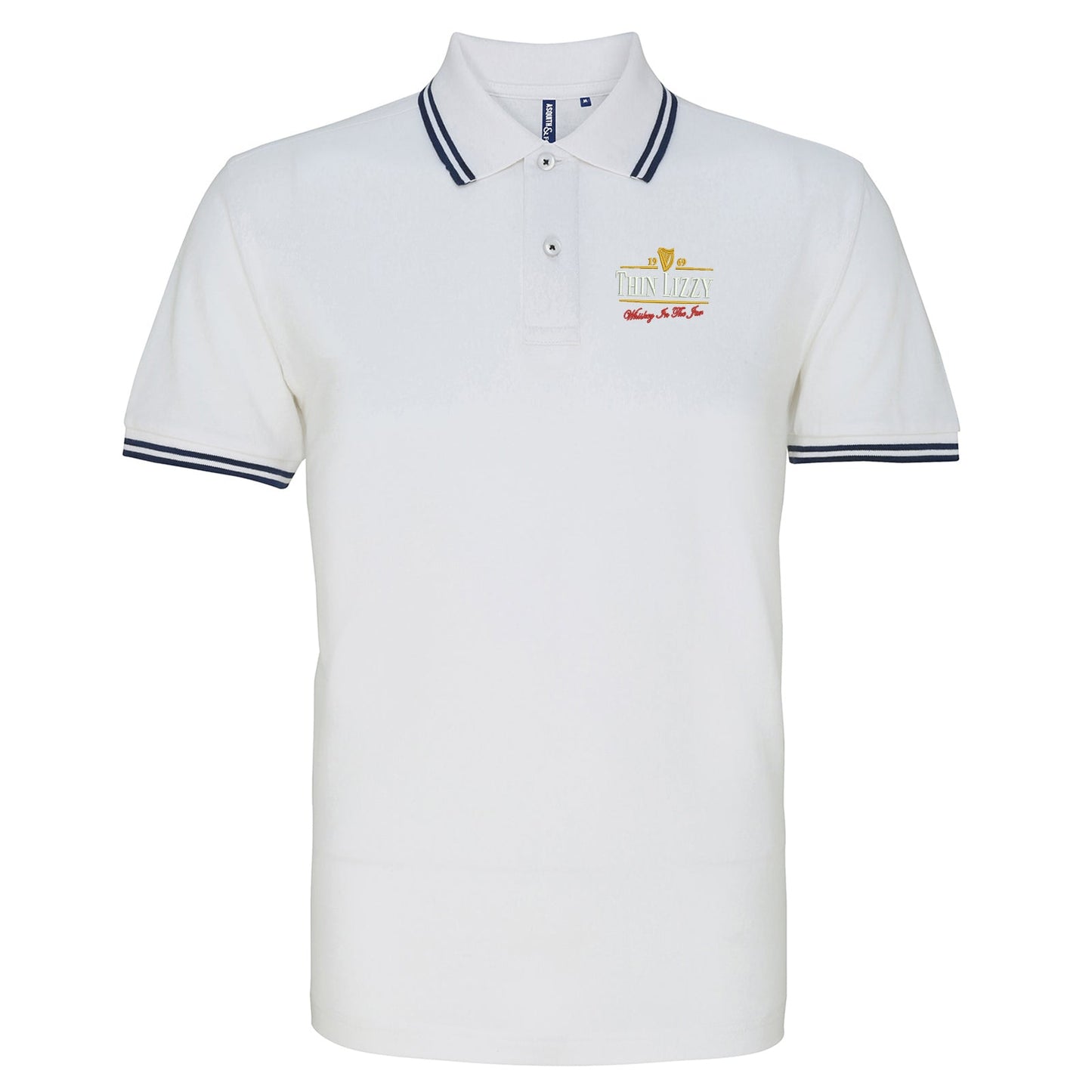 Thin Lizzy Whiskey in the Jar  Embroidered Tipped Polo Shirt