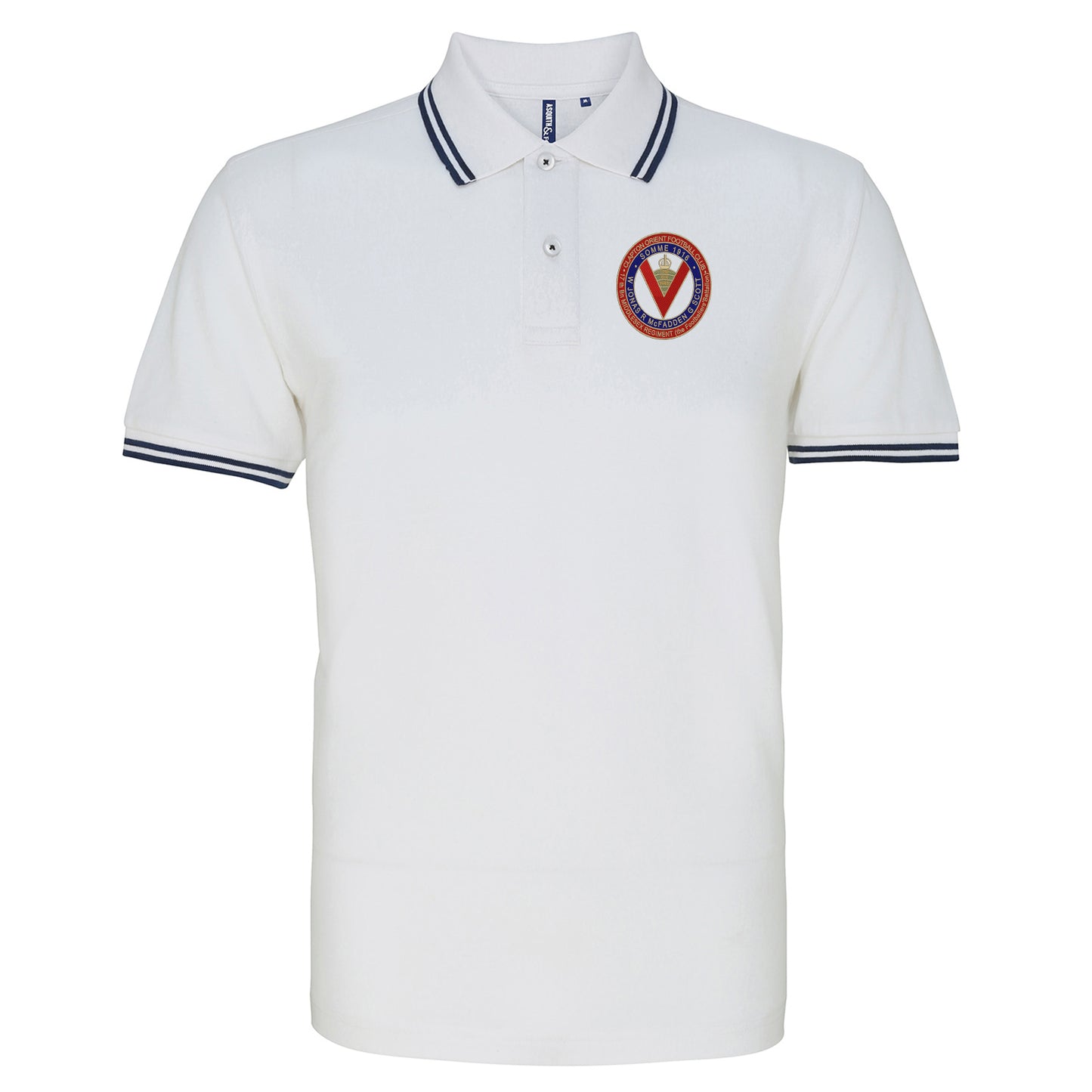 Retro Clapton Orient Somme Memorial Embroidered Tipped Polo Shirt