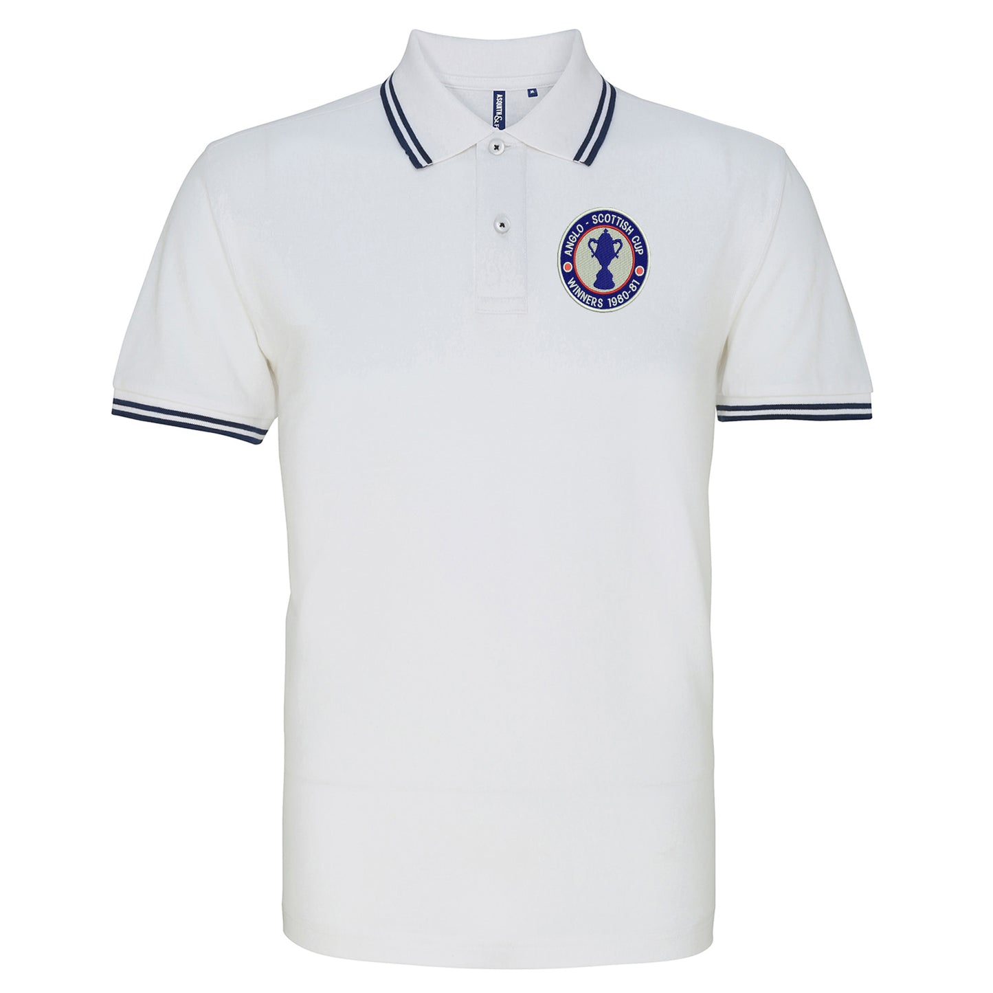Retro Chesterfield Anglo-Scottish Cup Winners 1981 Embroidered Tipped Polo Shirt