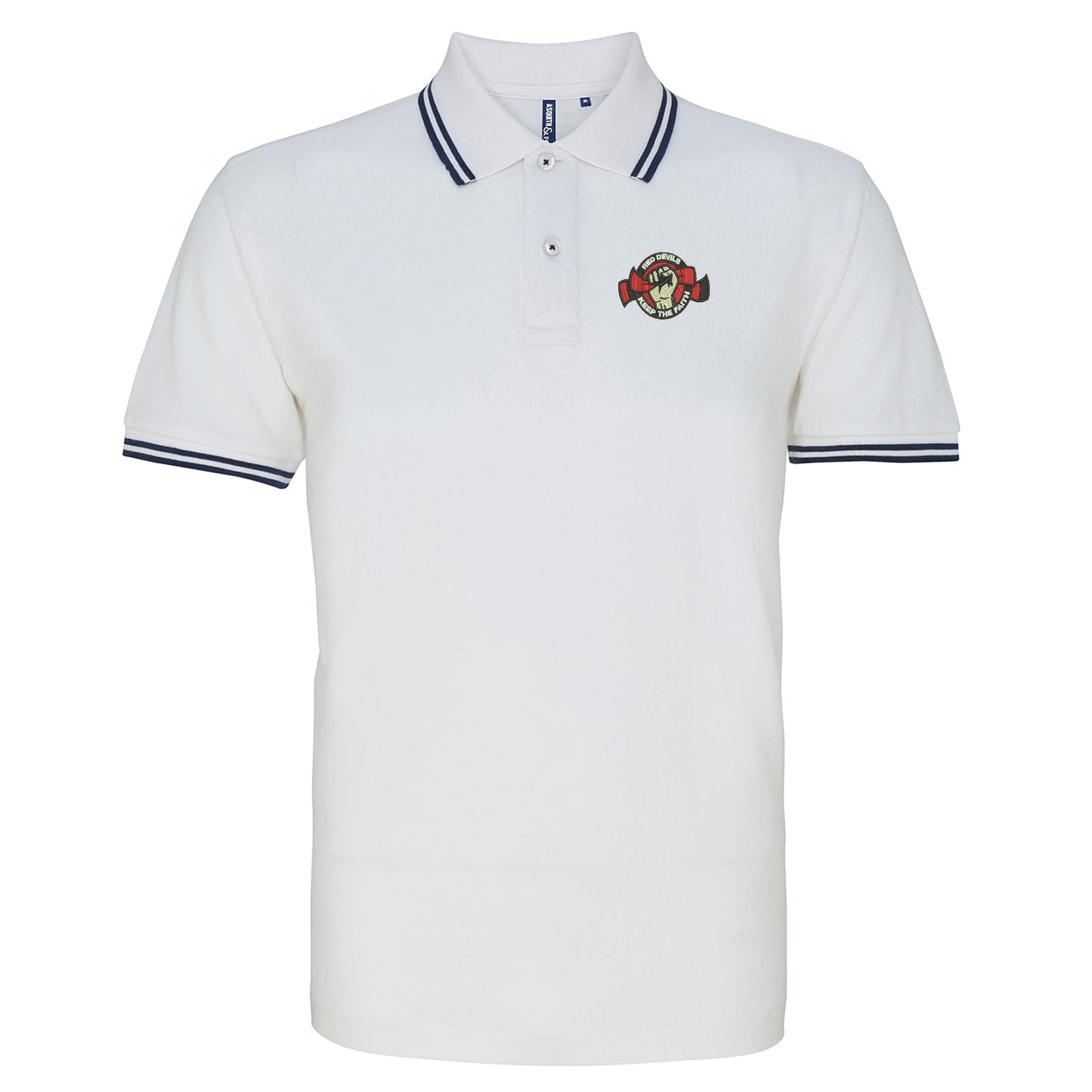 Red Devils Keep The Faith Embroidered Tipped Polo Shirt