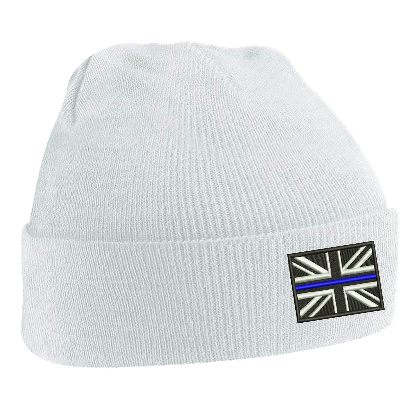 Thin Blue Line Union Jack Embroidered Beanie Hat