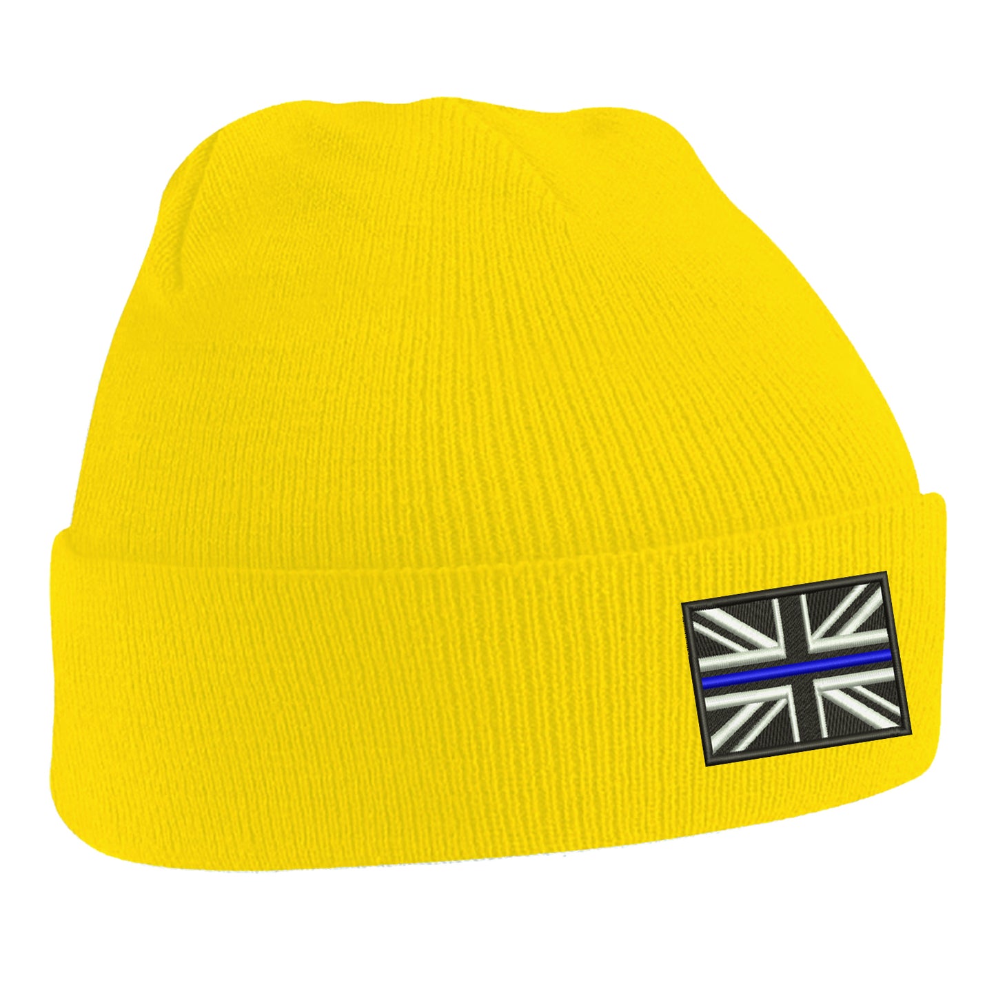 Thin Blue Line Union Jack Embroidered Beanie Hat