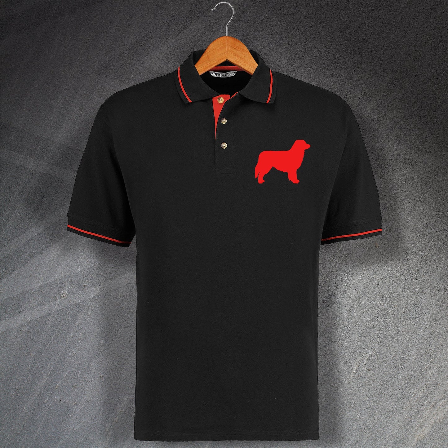 Australian Shepherd Embroidered Contrast Polo Shirt