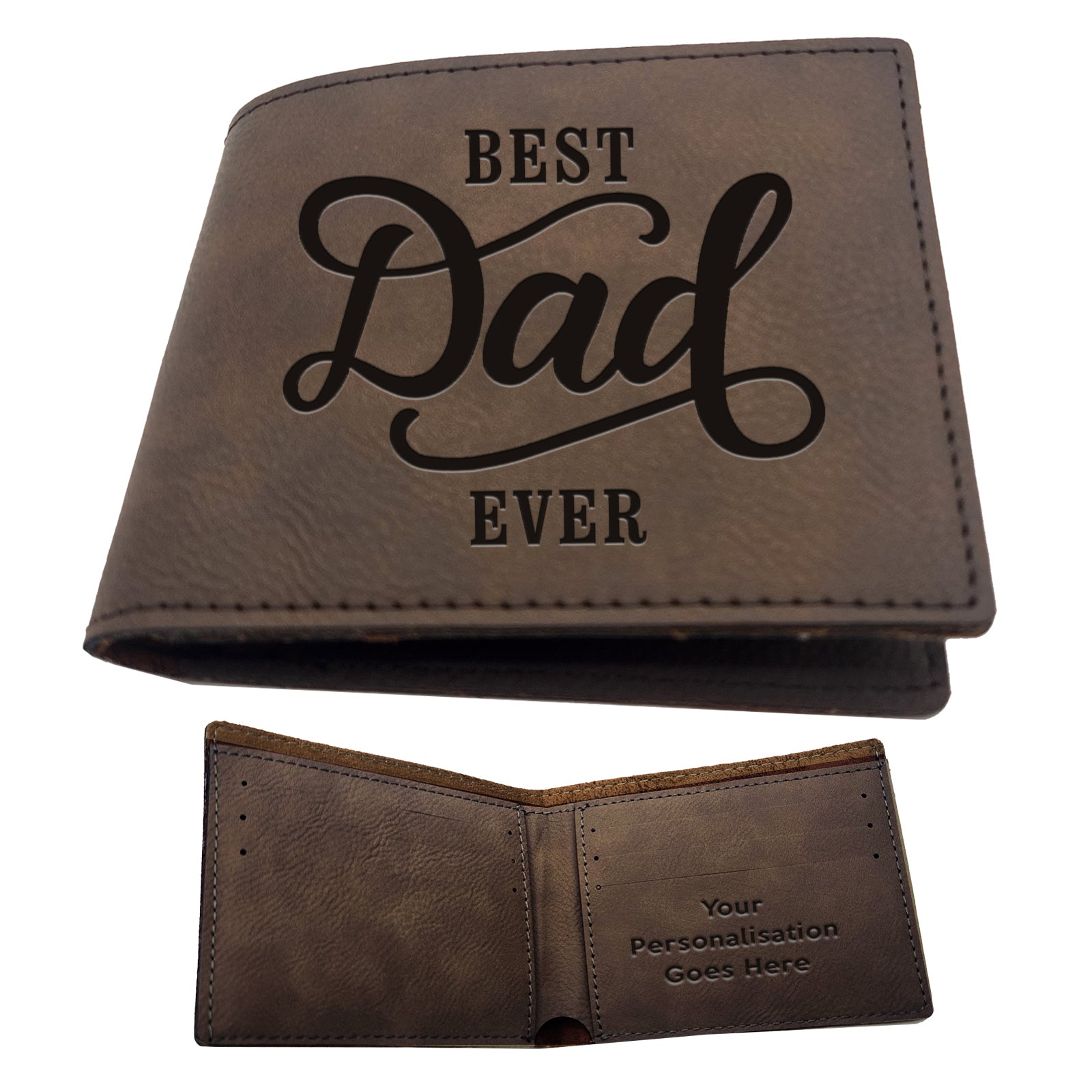 Best Dad Ever Leather Engraved Wallet
