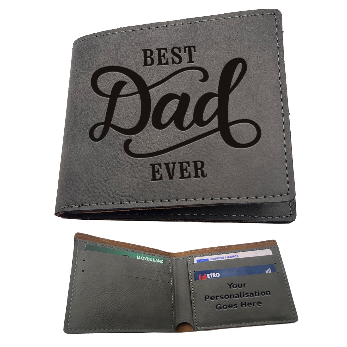 Best Dad Ever Leather Engraved Wallet