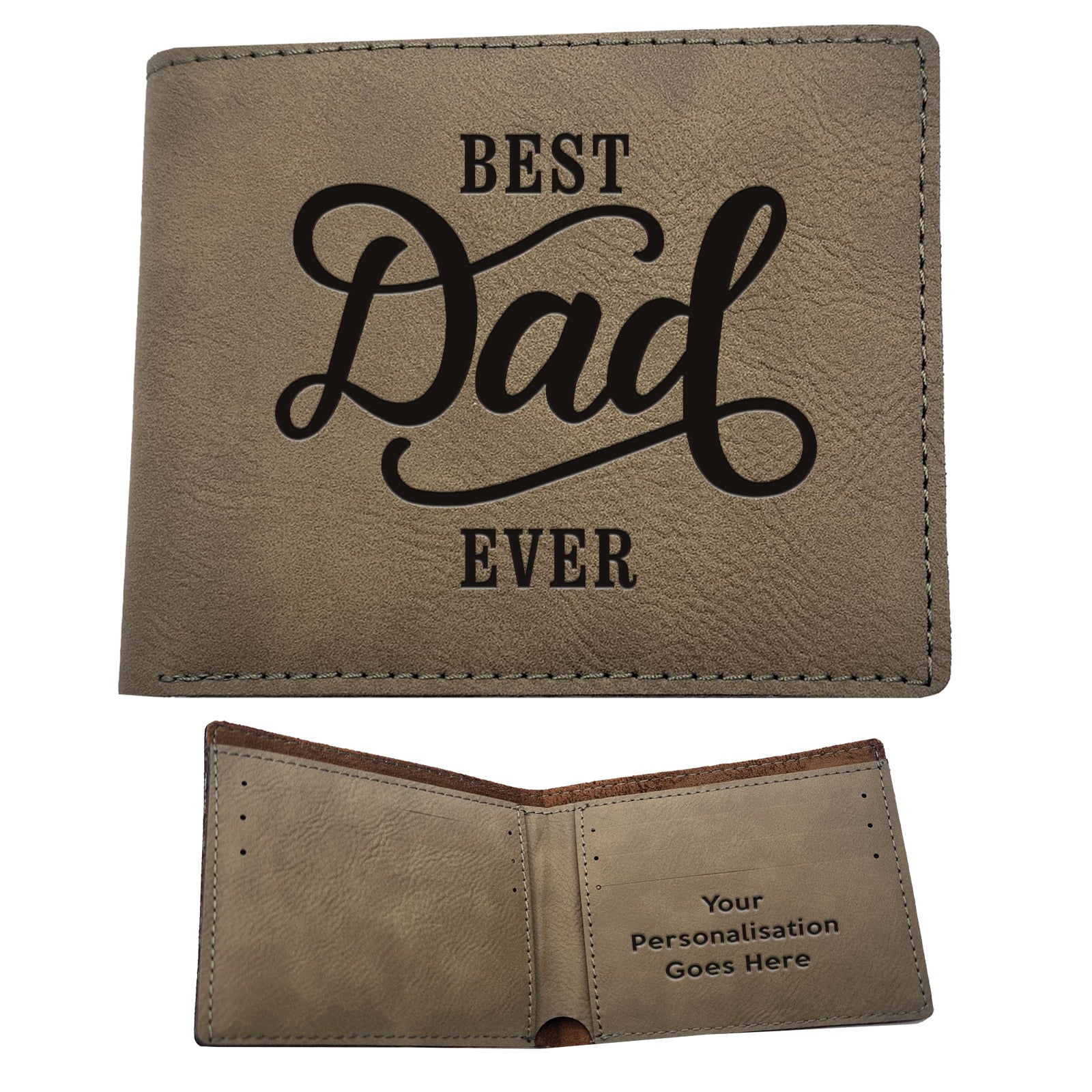 Best Dad Ever Leather Engraved Wallet