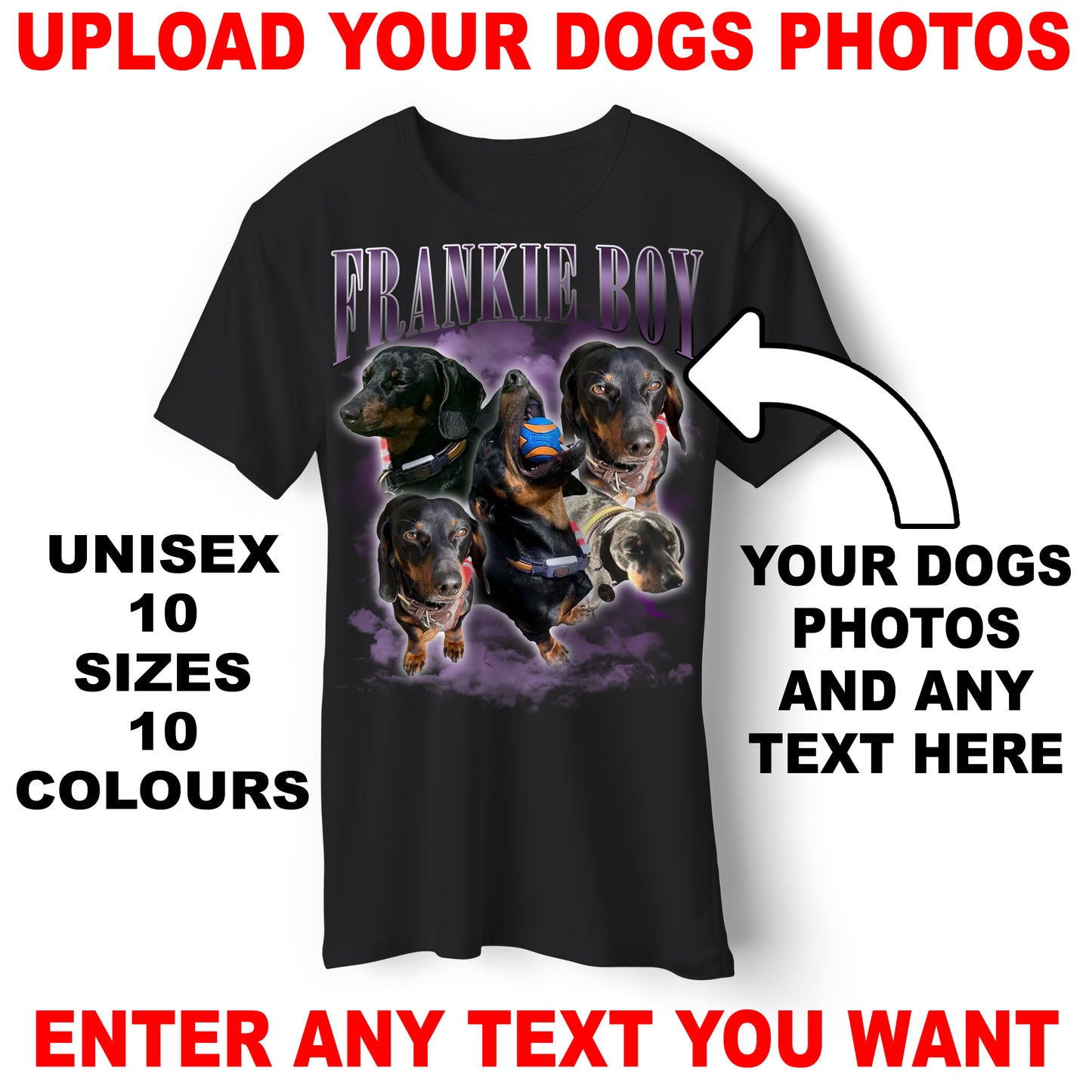 Custom Bootleg T Shirt with any Dogs Photos