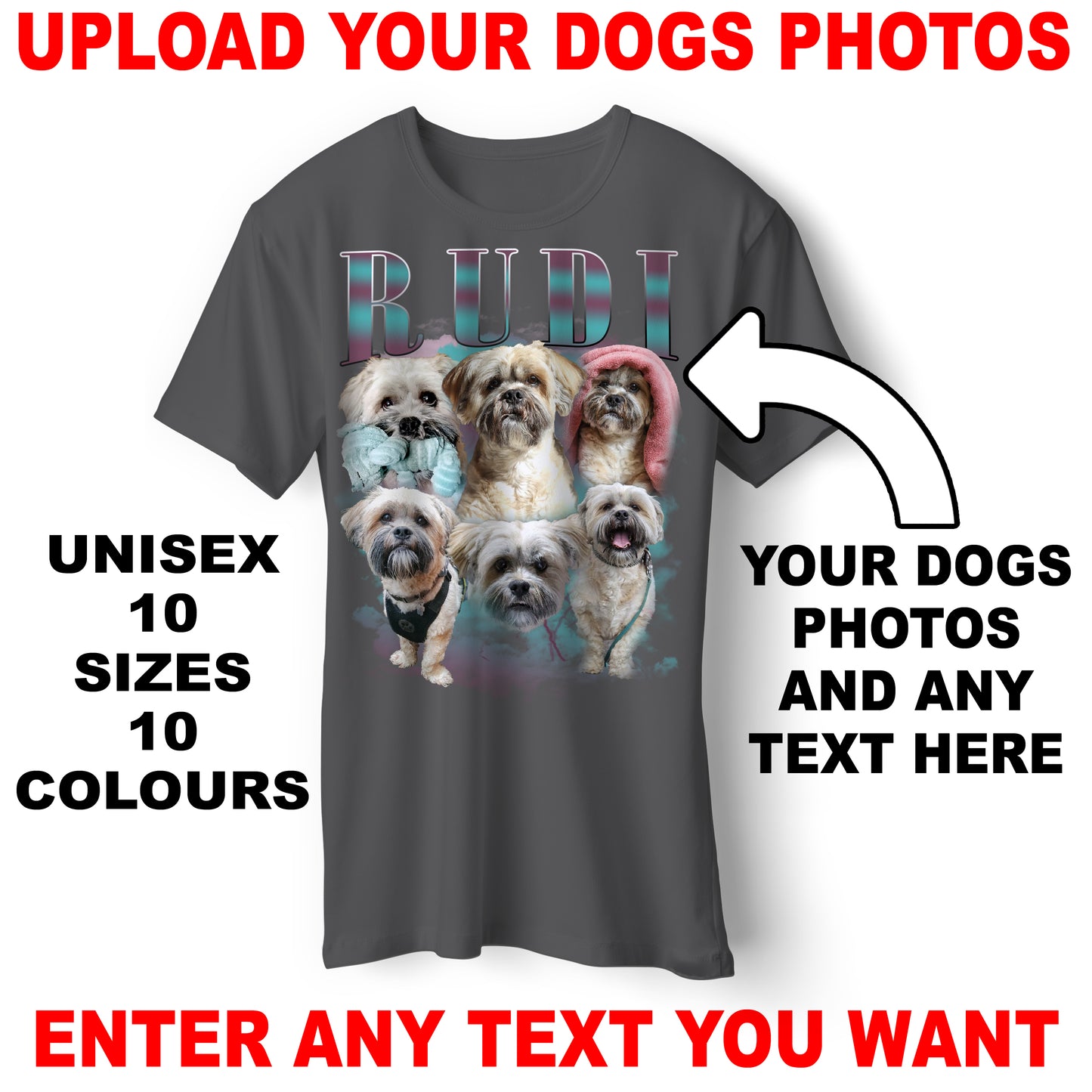 Custom Bootleg T Shirt with any Dogs Photos
