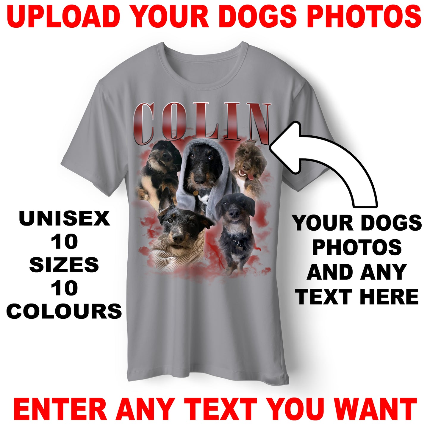 Custom Bootleg T Shirt with any Dogs Photos