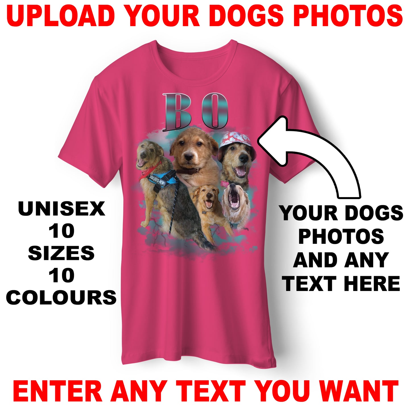 Custom Bootleg T Shirt with any Dogs Photos