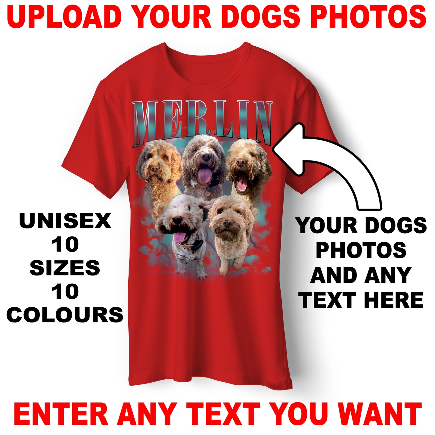 Custom Bootleg T Shirt with any Dogs Photos