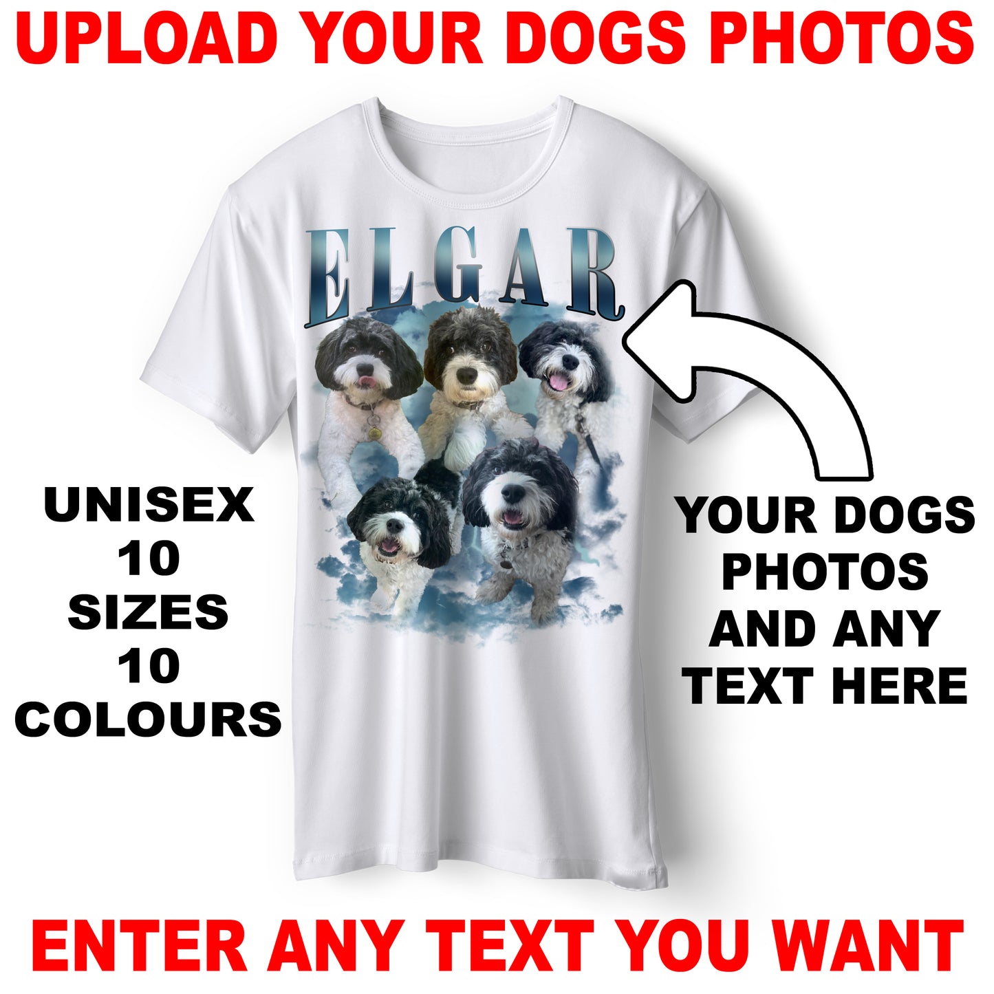 Custom Bootleg T Shirt with any Dogs Photos