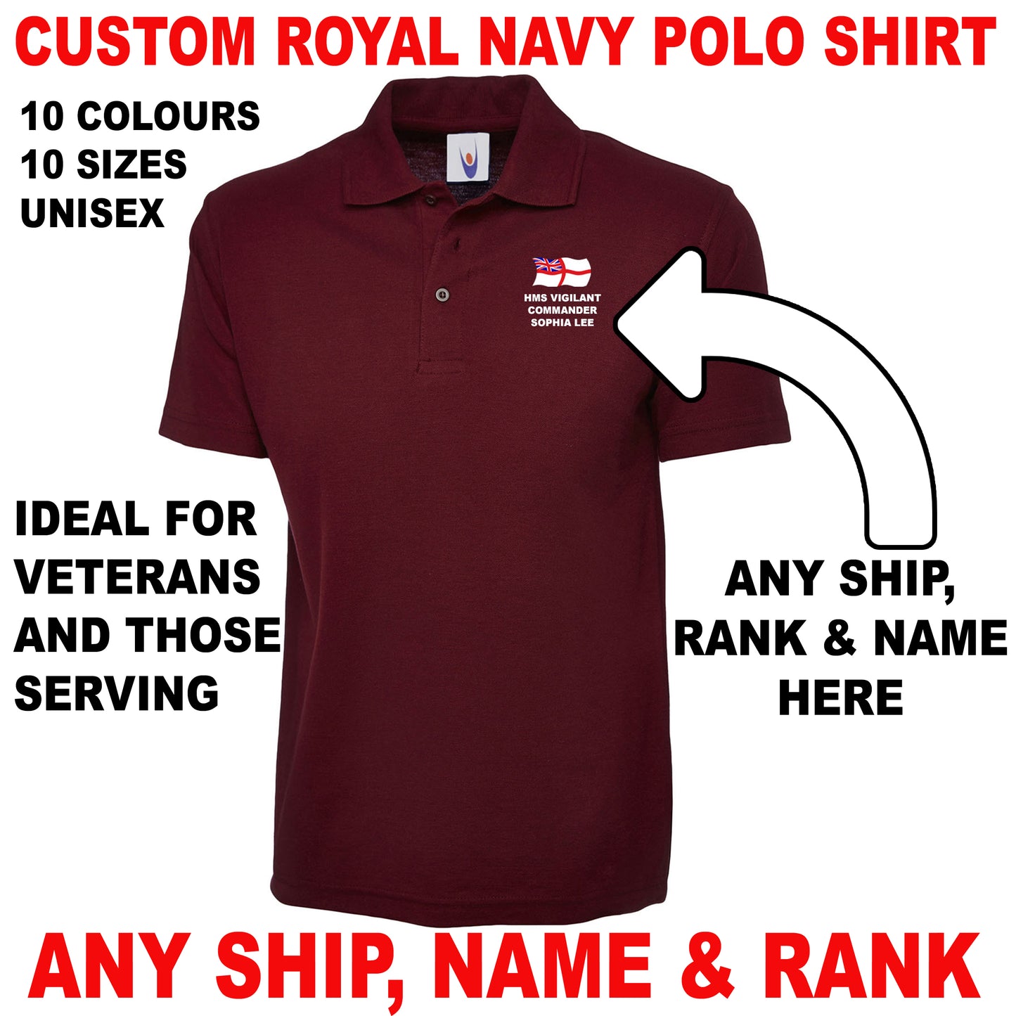 Custom Royal Navy Polo Shirts UK