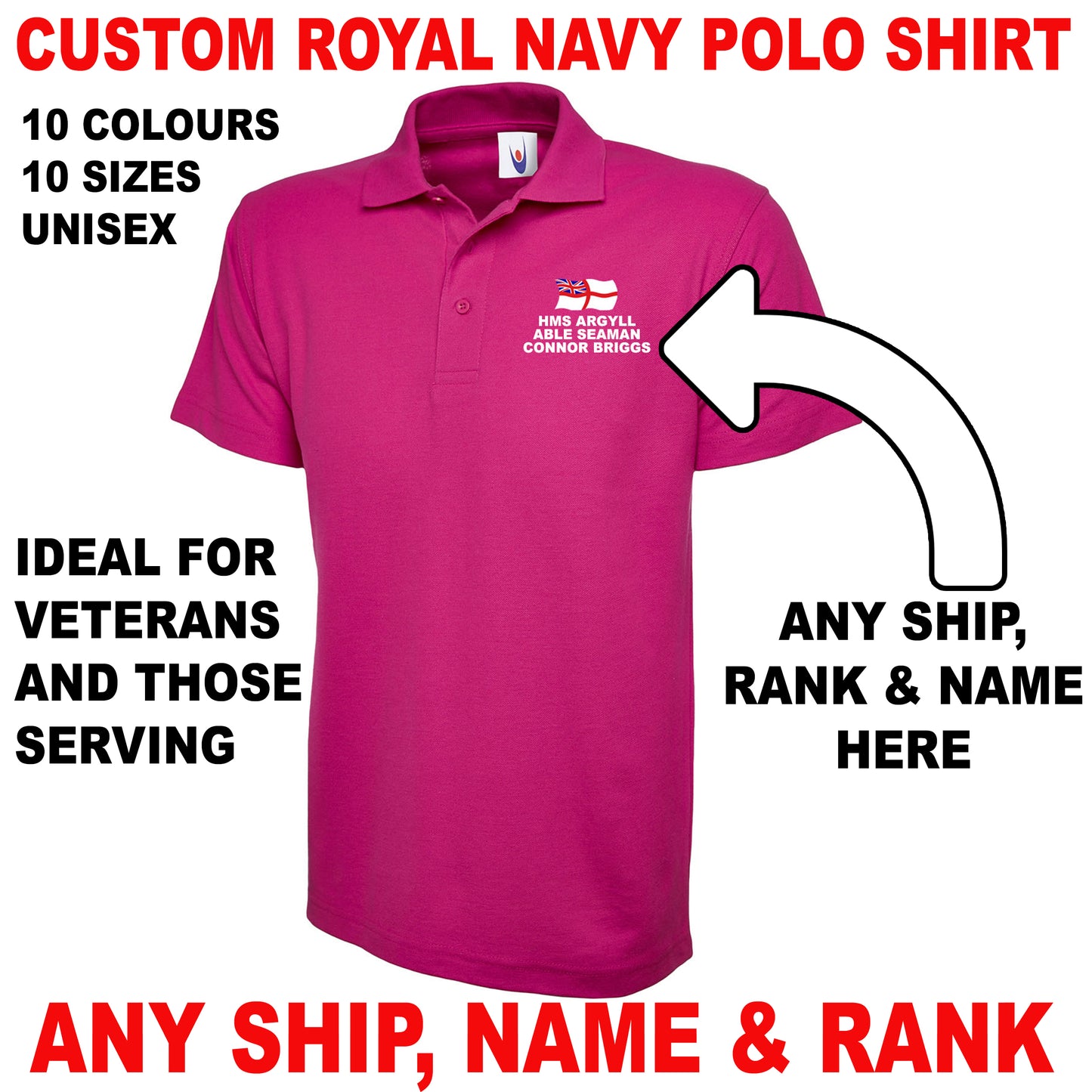 Custom Royal Navy Polo Shirts UK