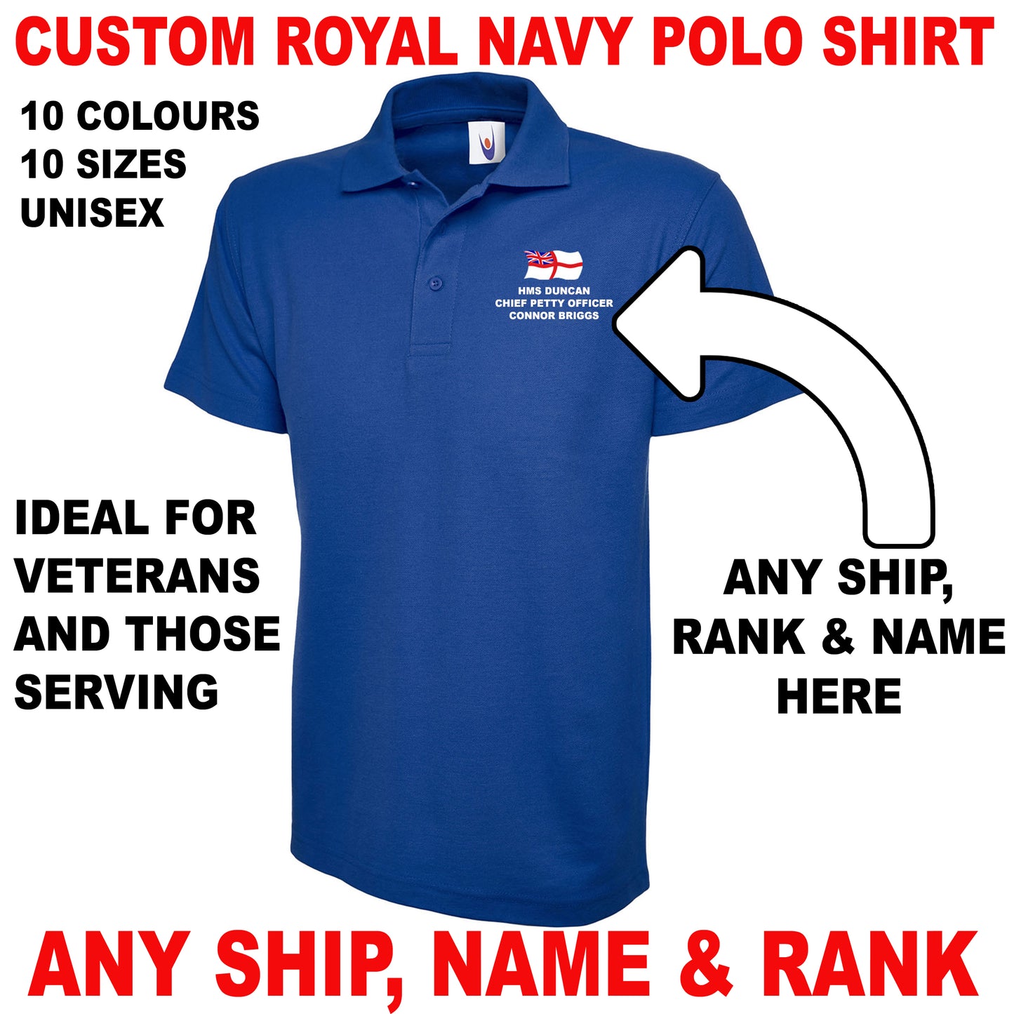 Custom Royal Navy Polo Shirts UK