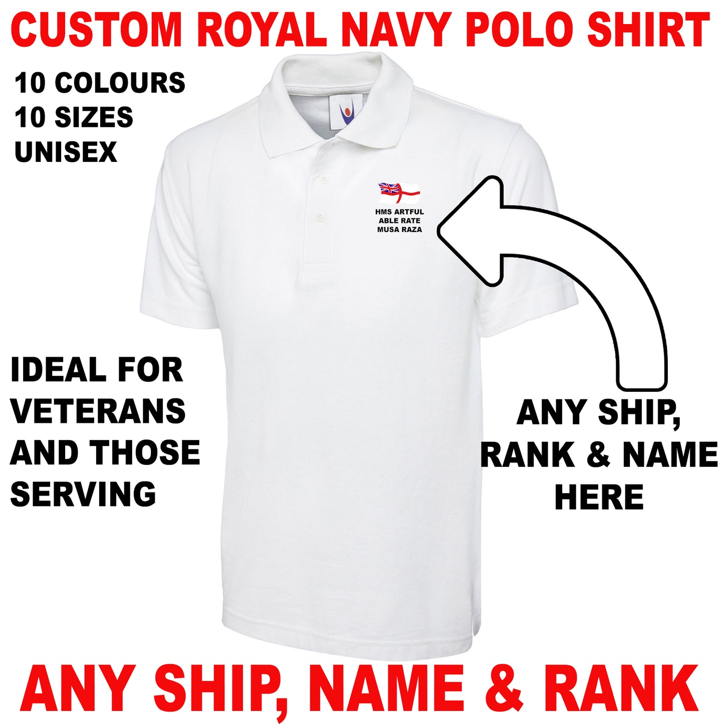 Custom Royal Navy Polo Shirts UK