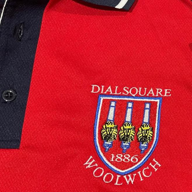 Retro Dial Square Embroidered Sports Polo Shirt - Red Navy XL