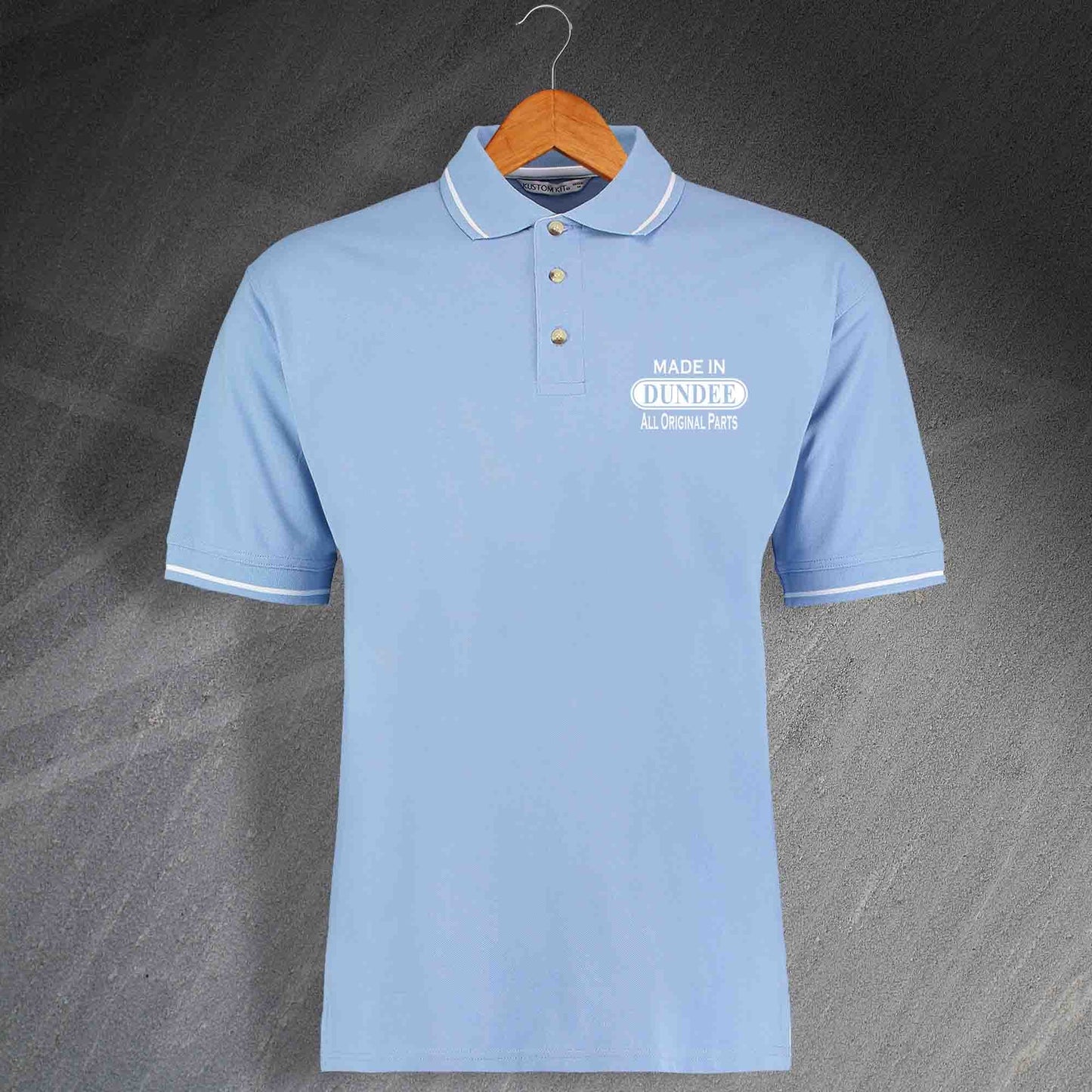 Made In Dundee All Original Parts Unisex Embroidered Contrast Polo Shirt